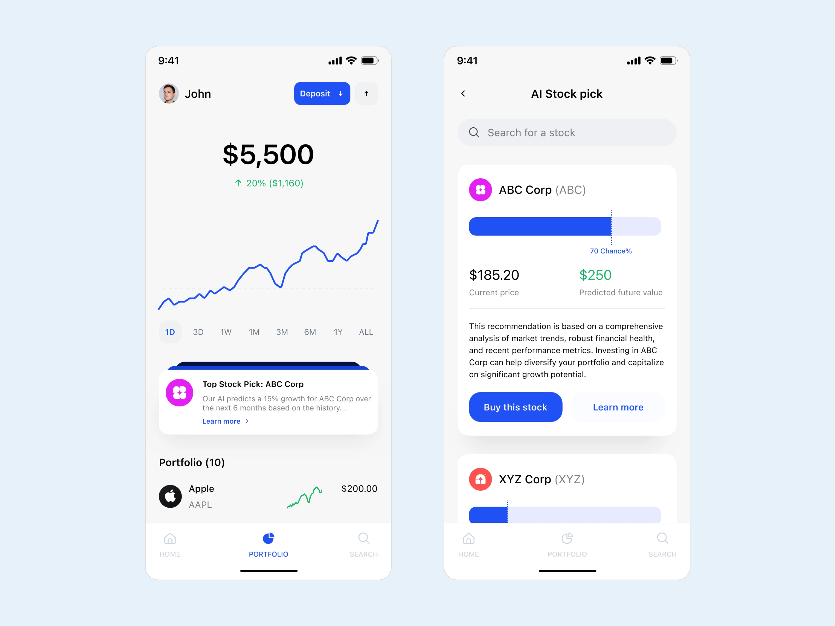 Mobile - Stock portfolio app