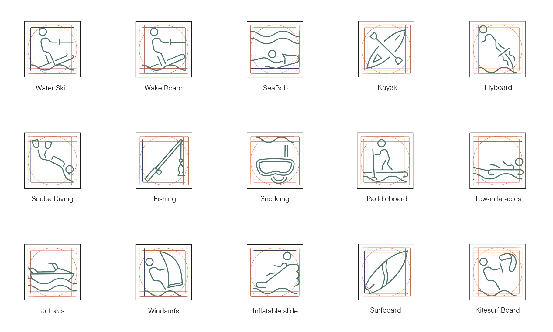 Some of the icons created, structured and presented clearly.