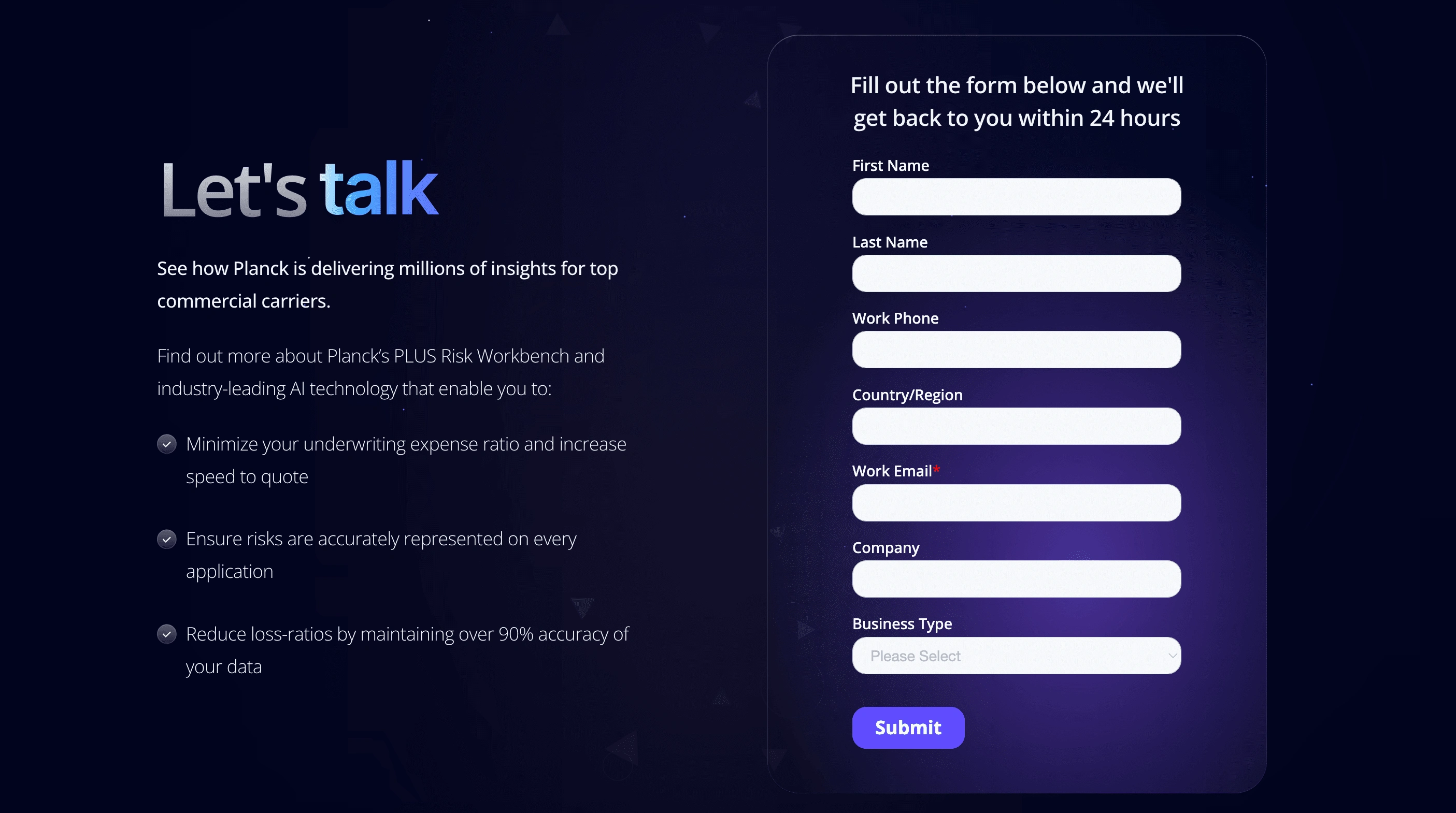 Form, integrated with Hubspot