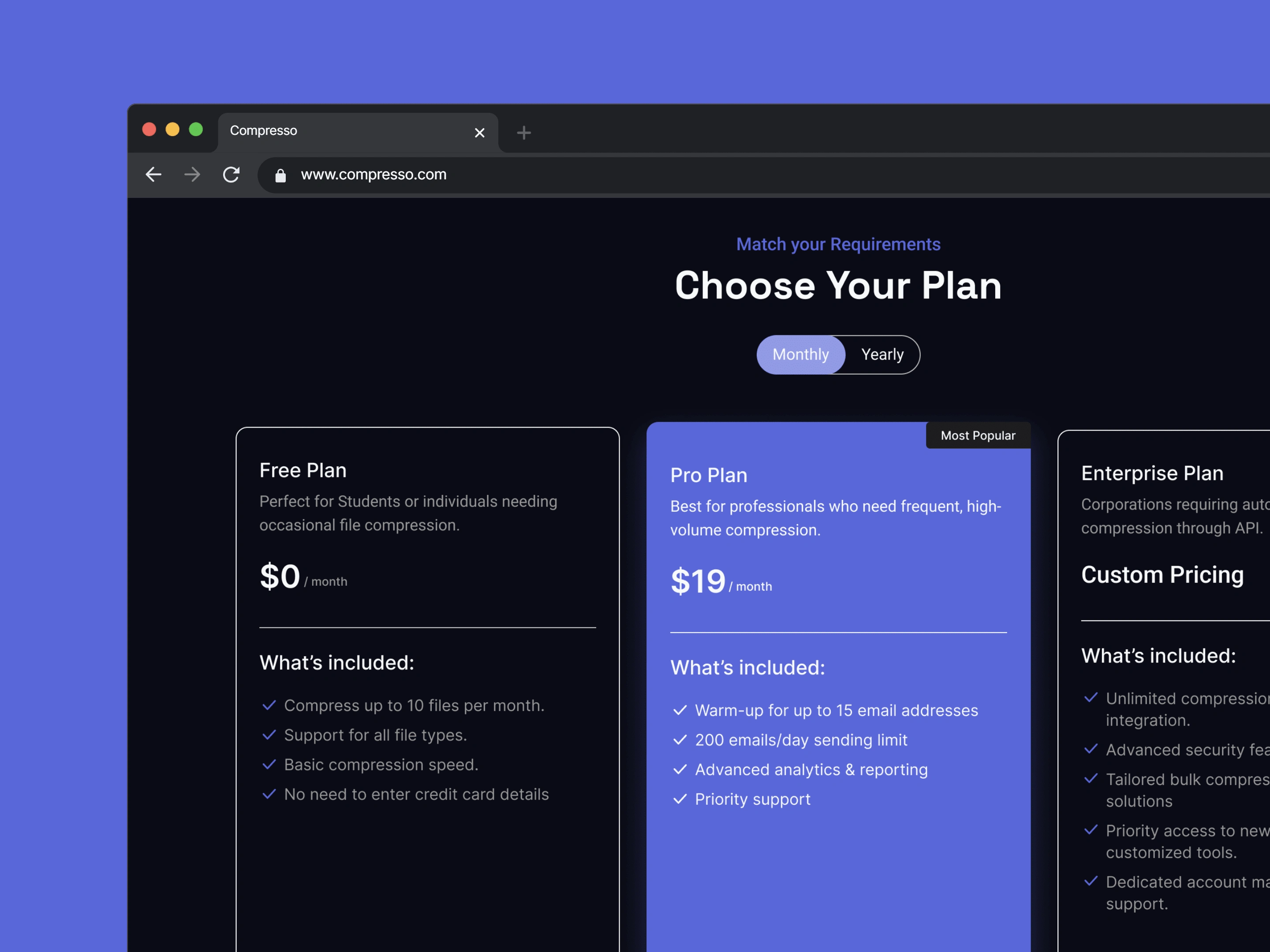 Pricing section