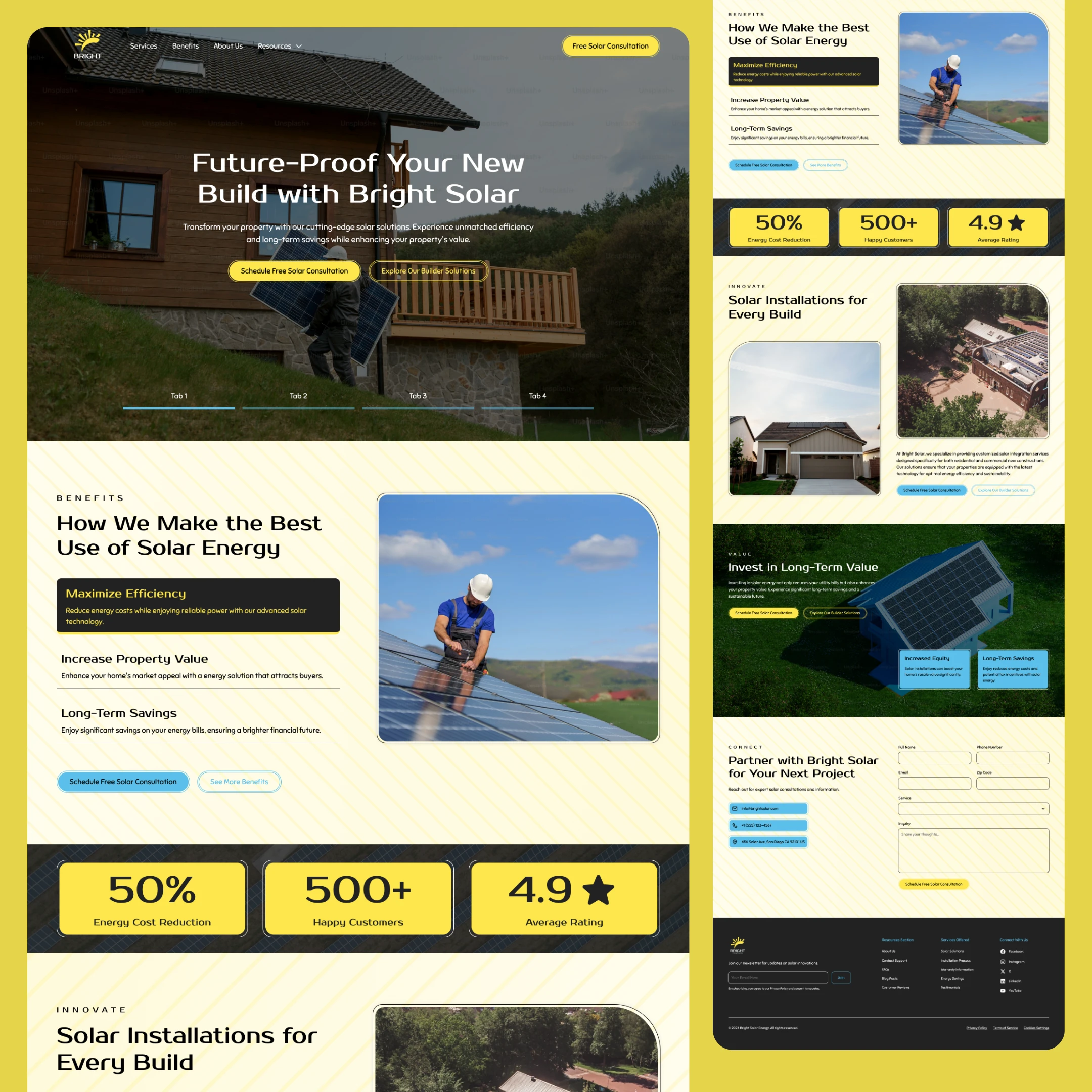 Solar company website layout - Bright Solar