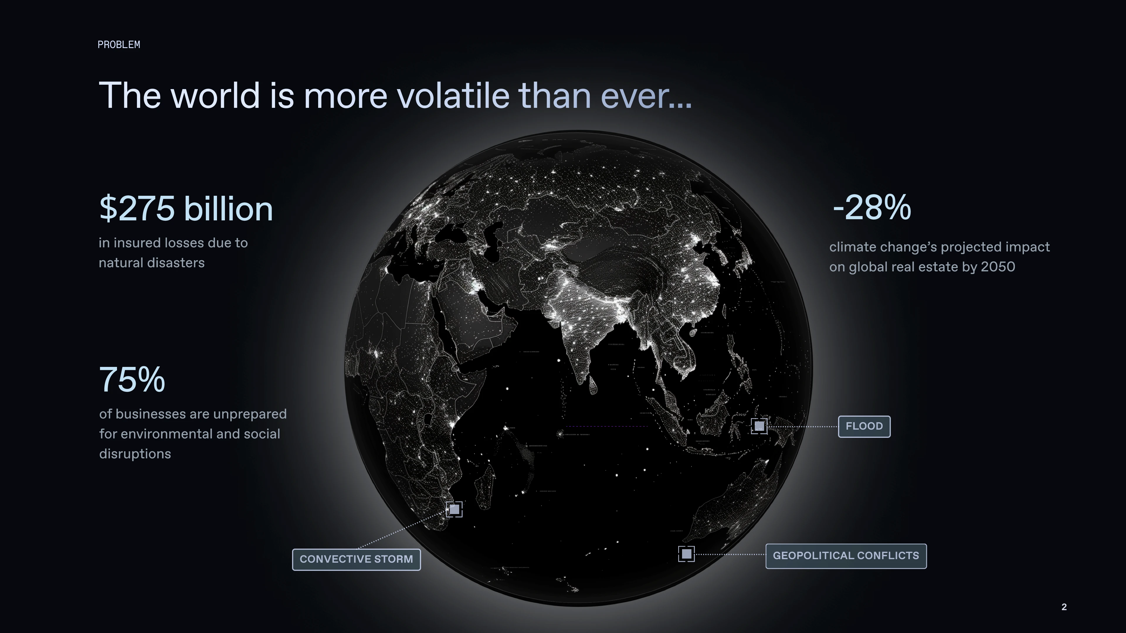 I generated the globe graphic to portray the type of geopolitical events that this start-up is trying to address