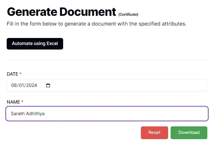 Upload & Generate the Document