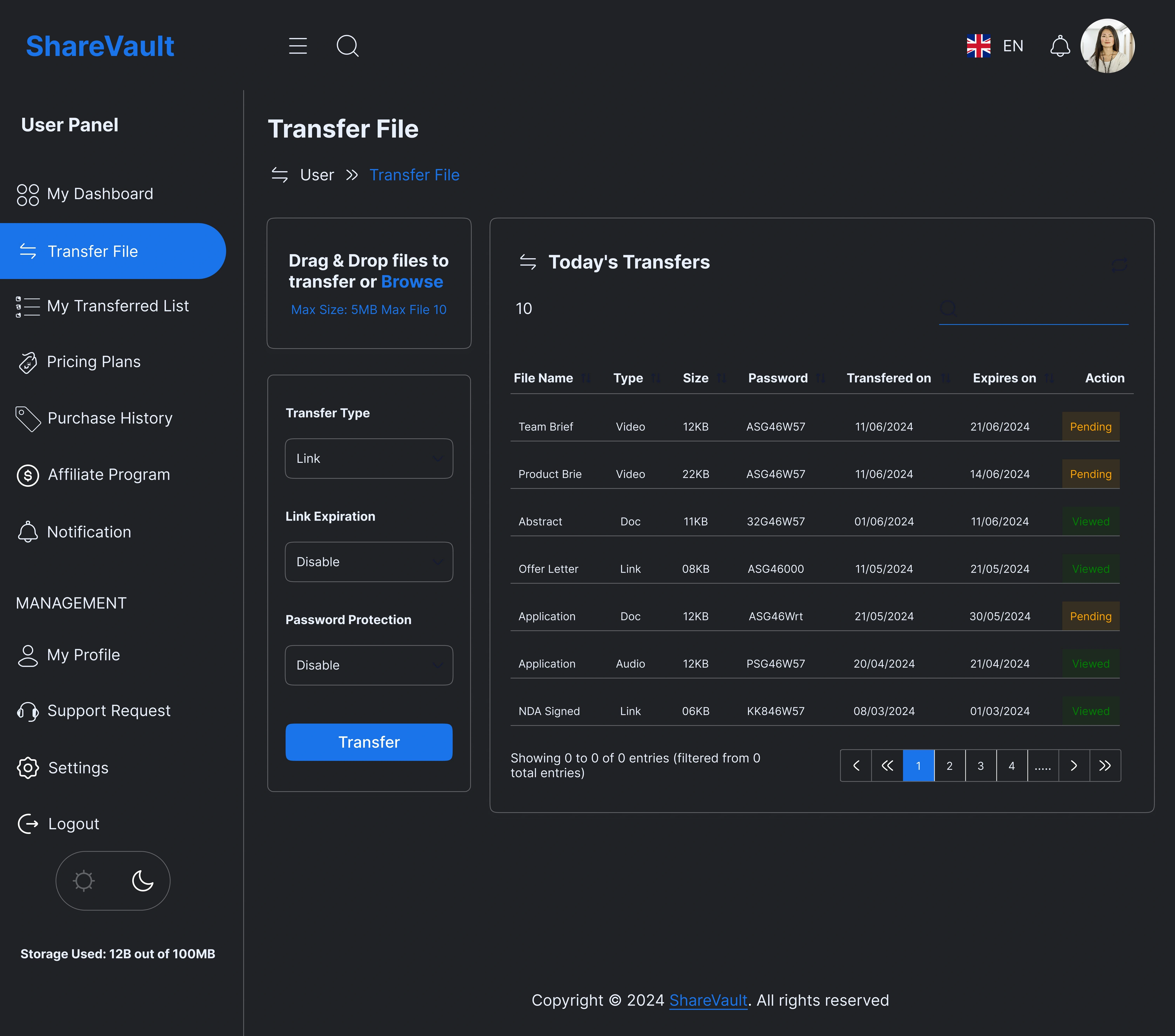 Dark Mode Toggle: Allows users to switch between light and dark themes for better readability and user comfort.