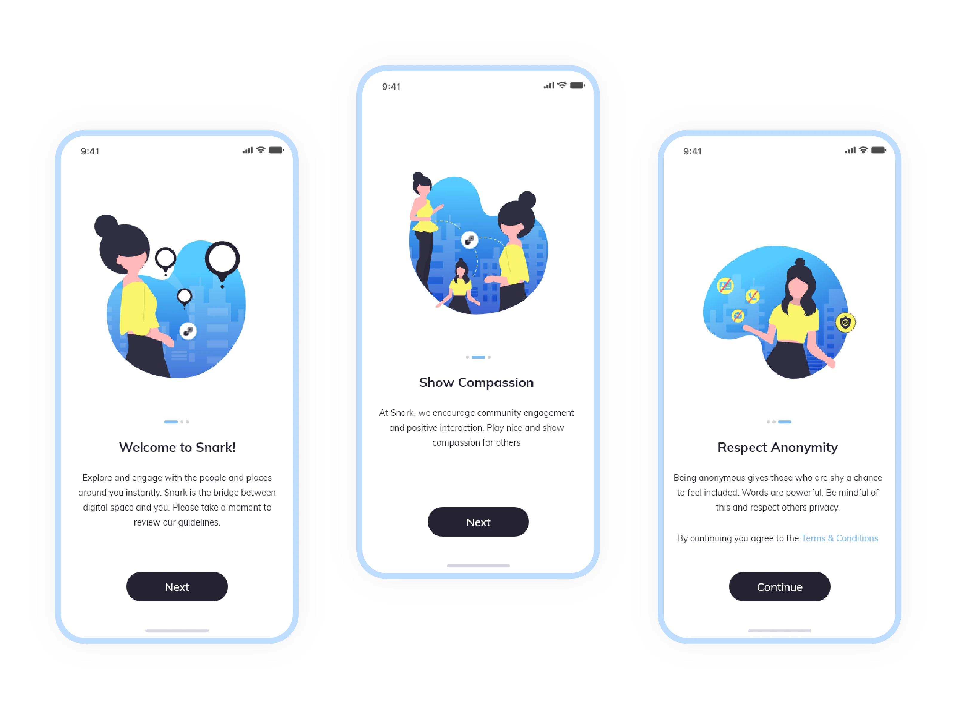 Onboarding screens