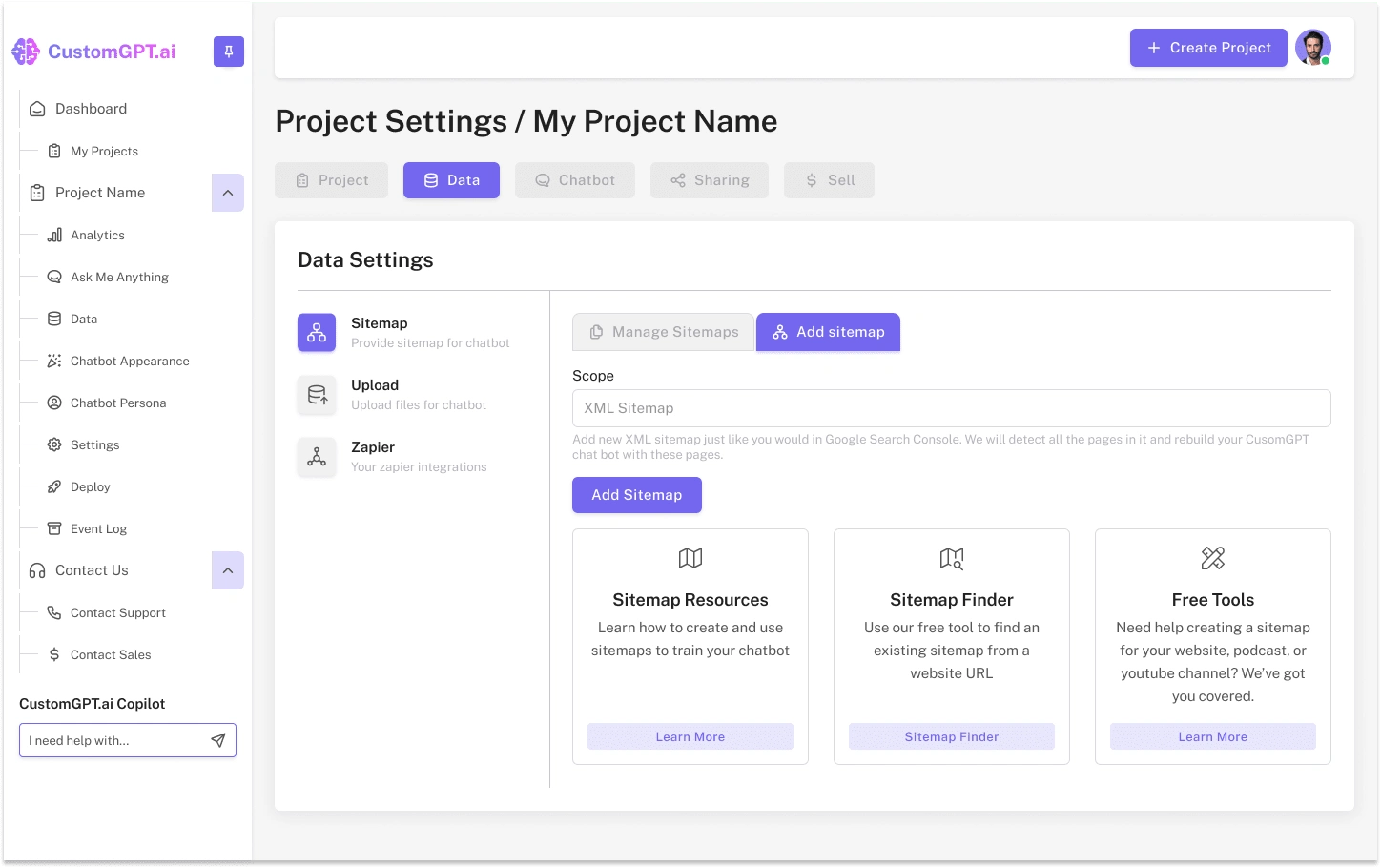 Project Creation Screen - Old Interface