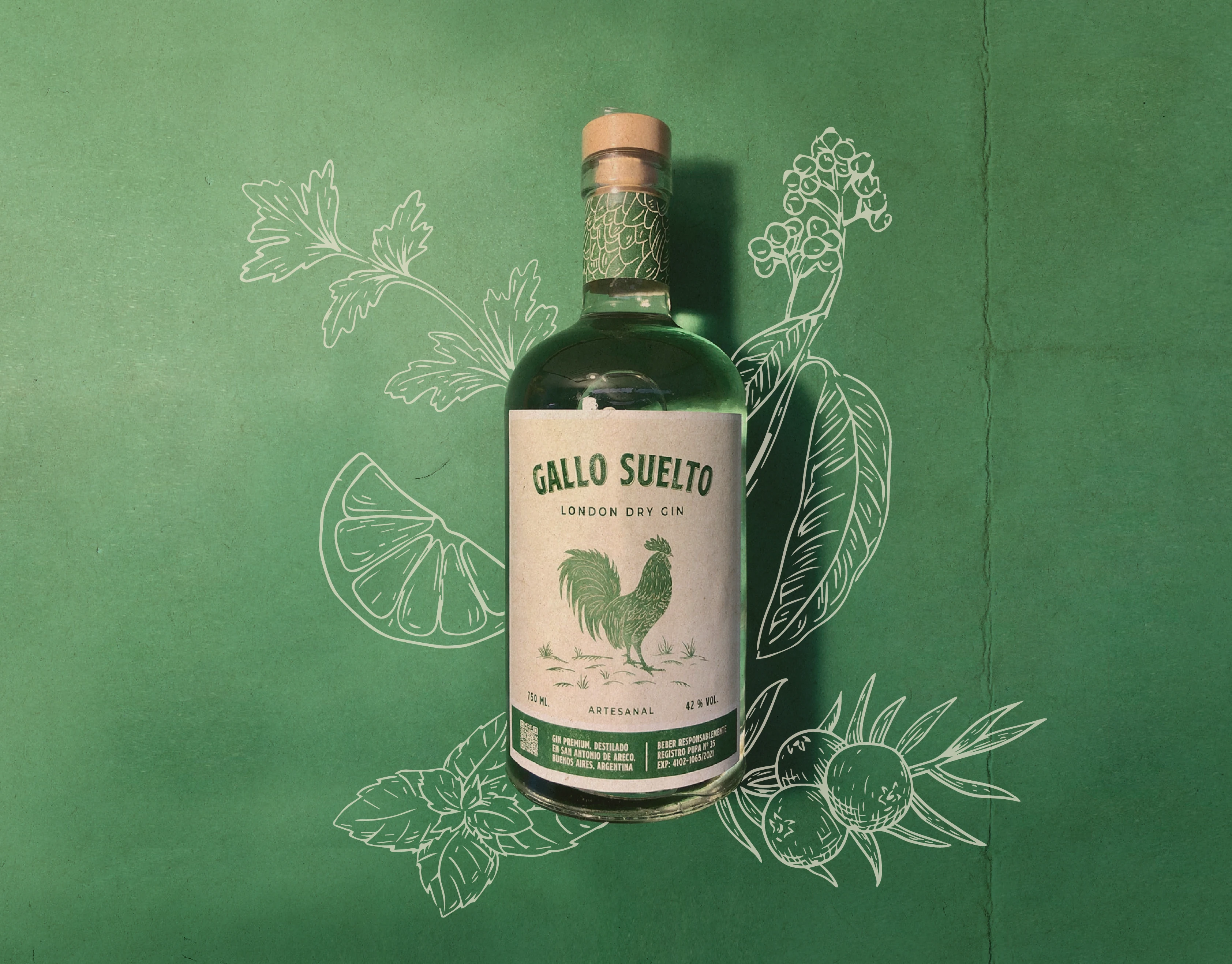 Central to this endeavor was the creation of a bespoke illustration featuring a captivating rooster, symbolizing the brand's name, "Gallo Suelto." This iconic imagery represents freedom and boldness, mirroring the spirit of the gin itself.