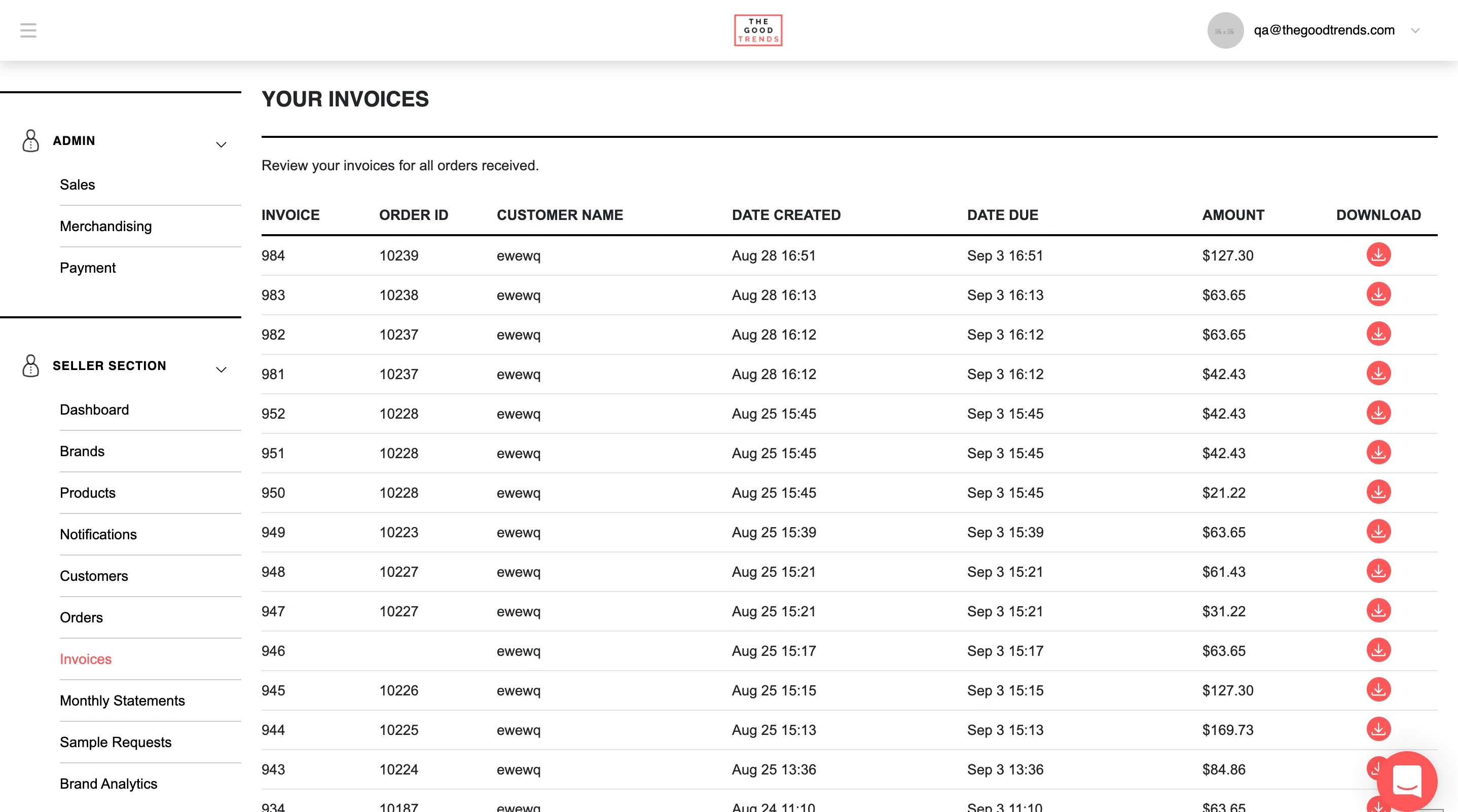 Invoice management