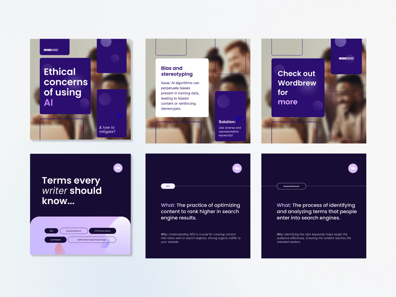 Graphic templates designed on Figma for the WordBrew team.