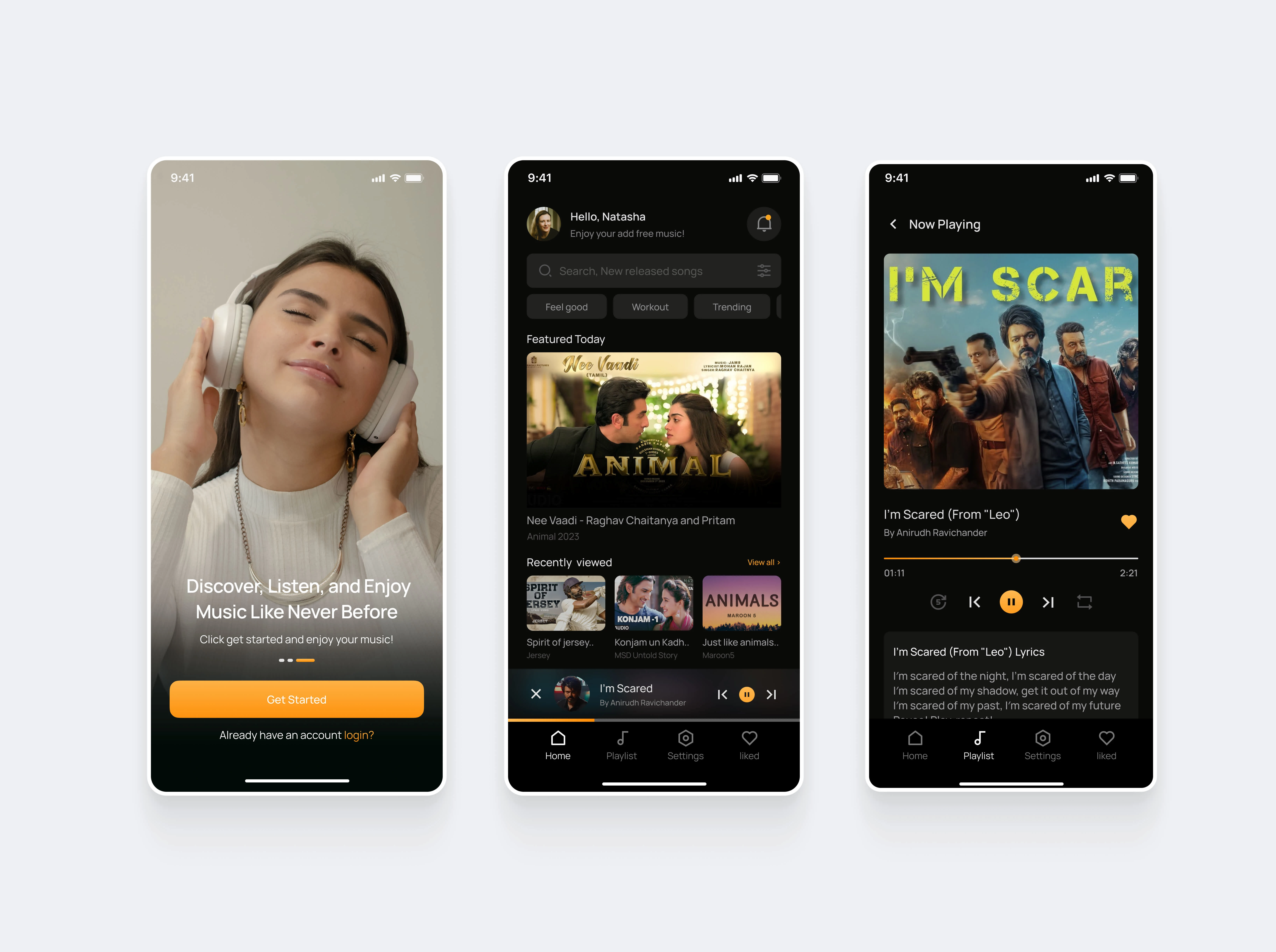 Music streaming mobile app