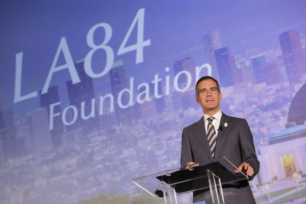 Mayor Eric Garcetti Delivering a Speech