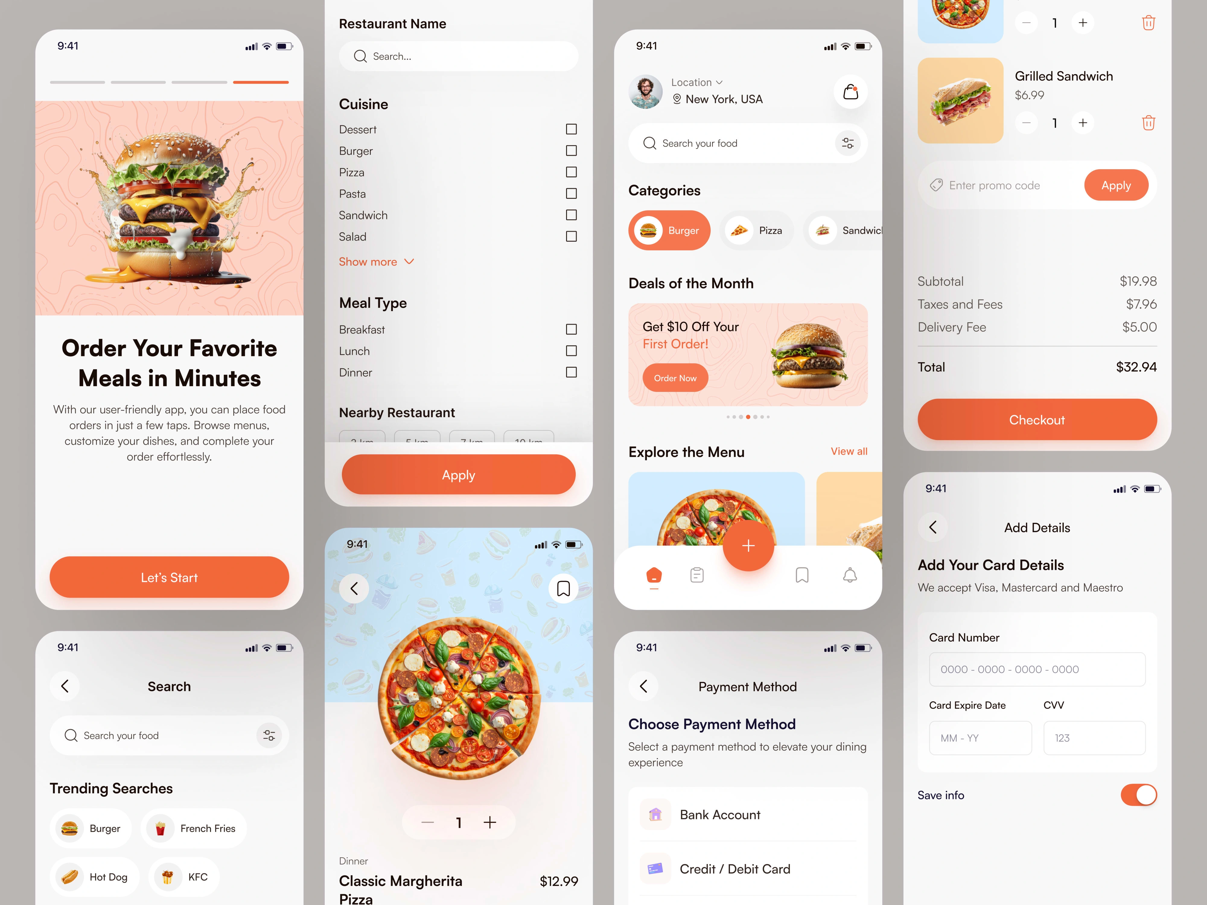 Food Order App UI Screens