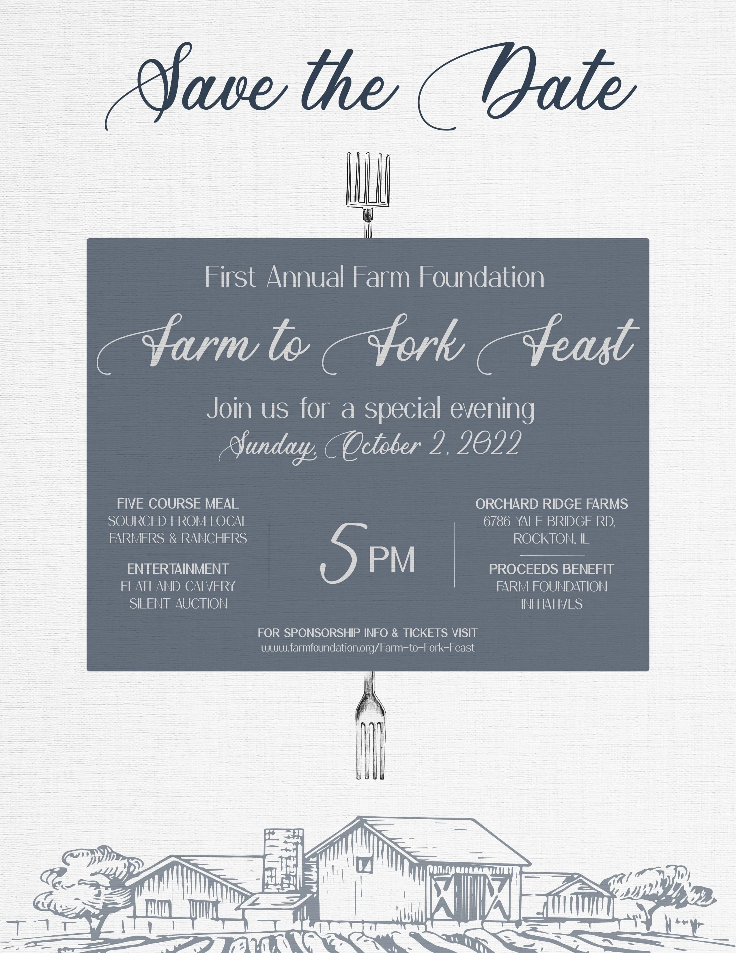 Mock-up invitation for a farm-to-table fundraiser event.