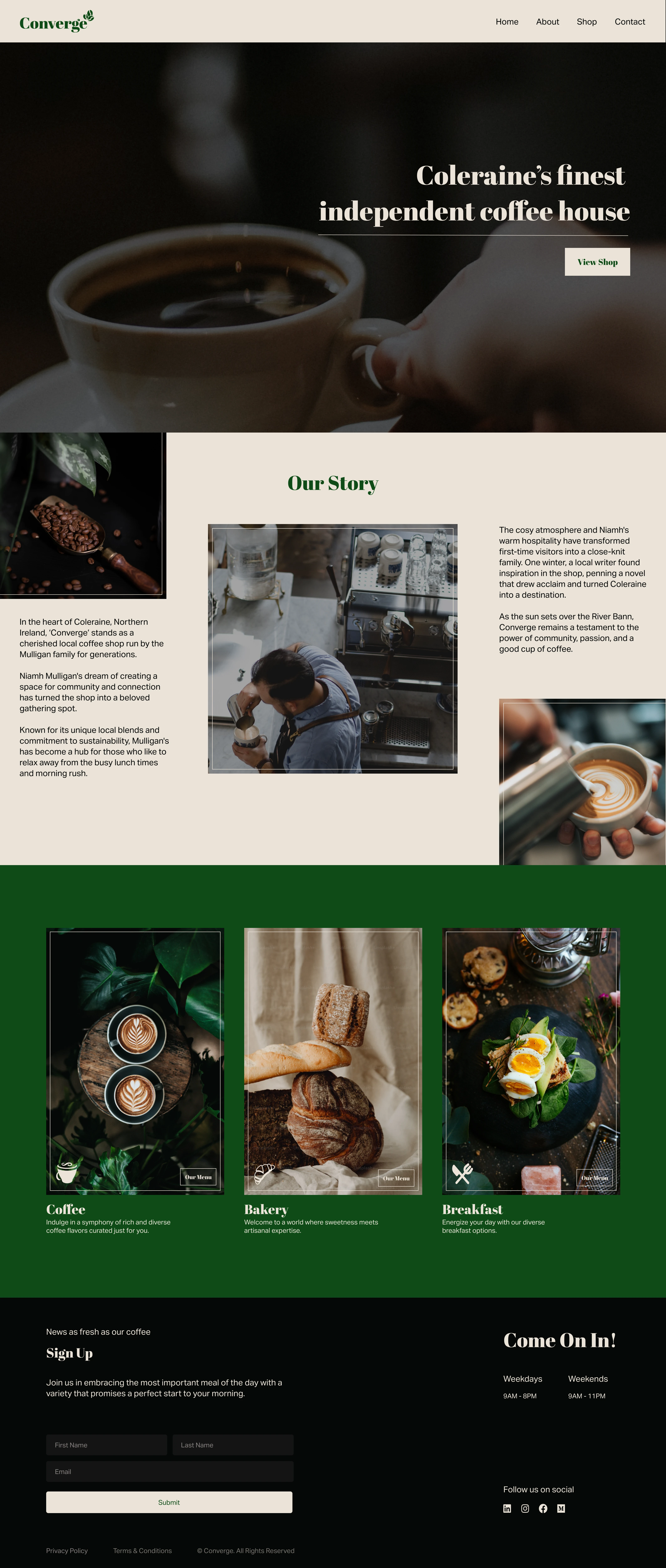 Landing Page | Local Coffee shop