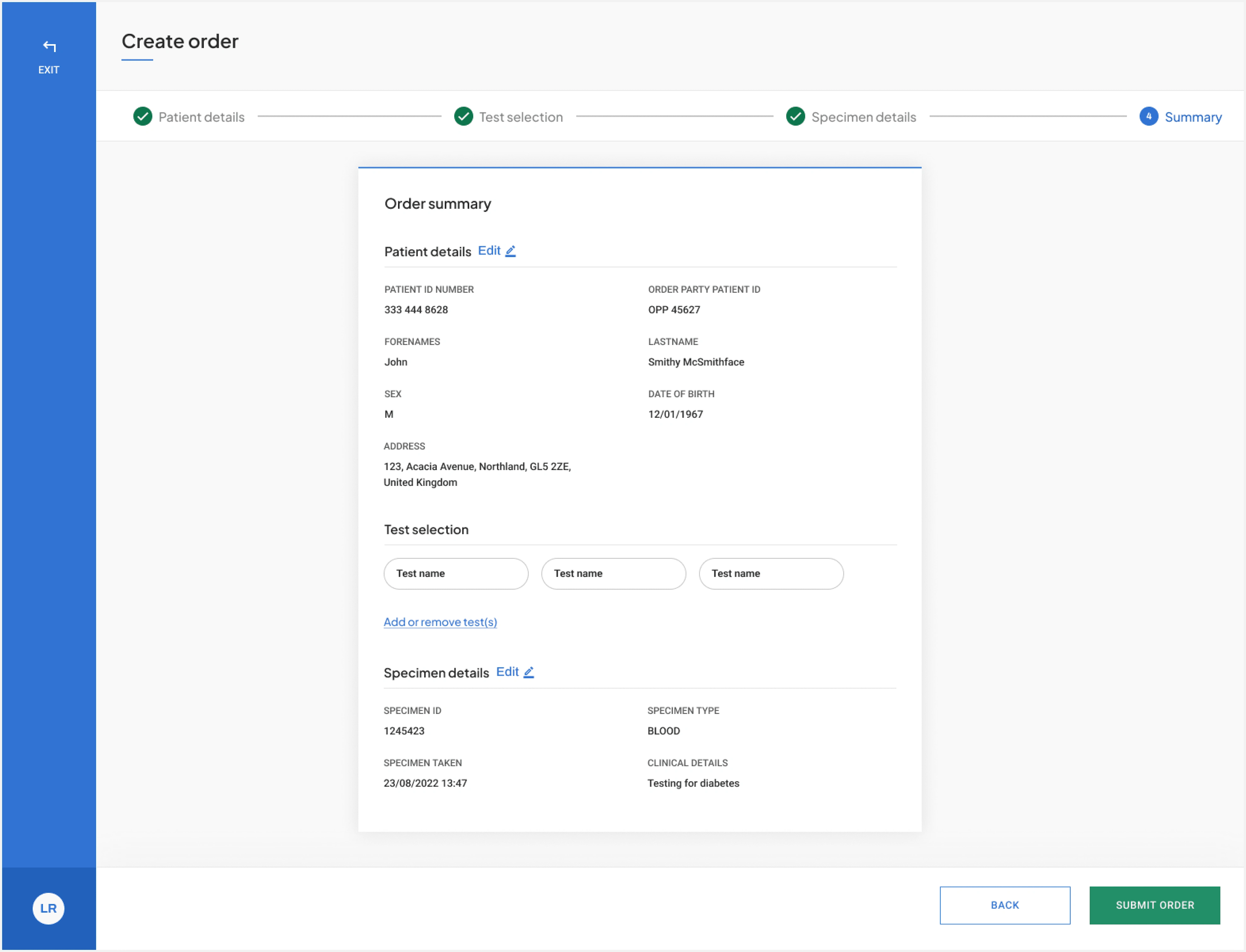 Step 4 in the ordering a test process.