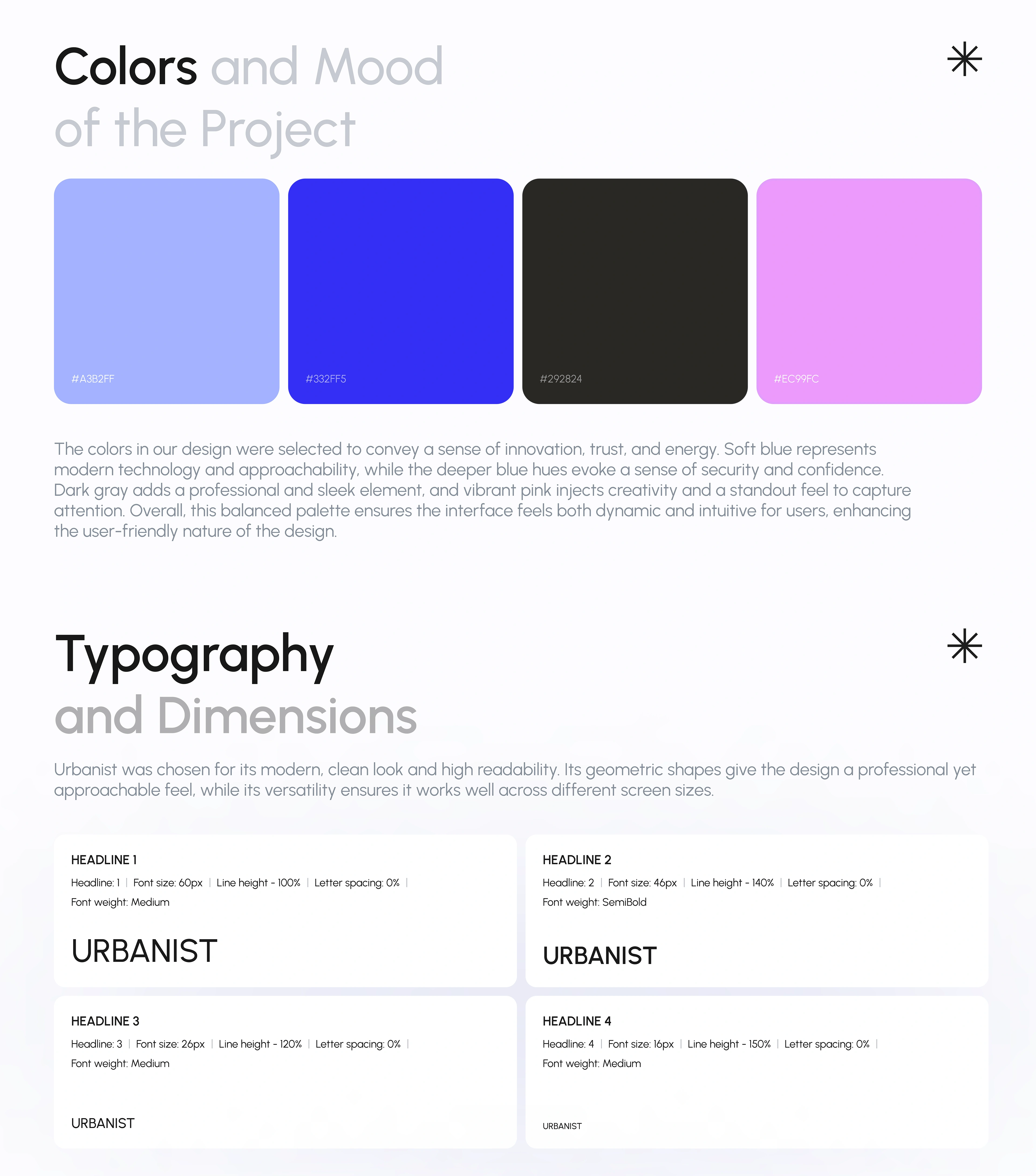 Colors and fonts for AI Web3 Crypto project