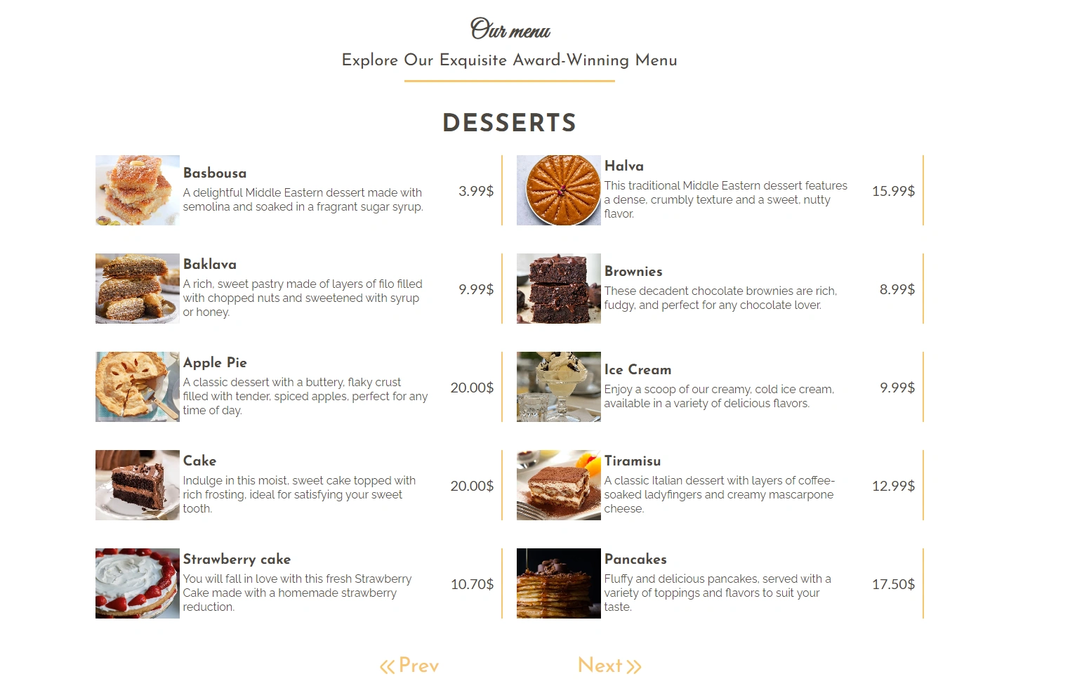 Menu Section
