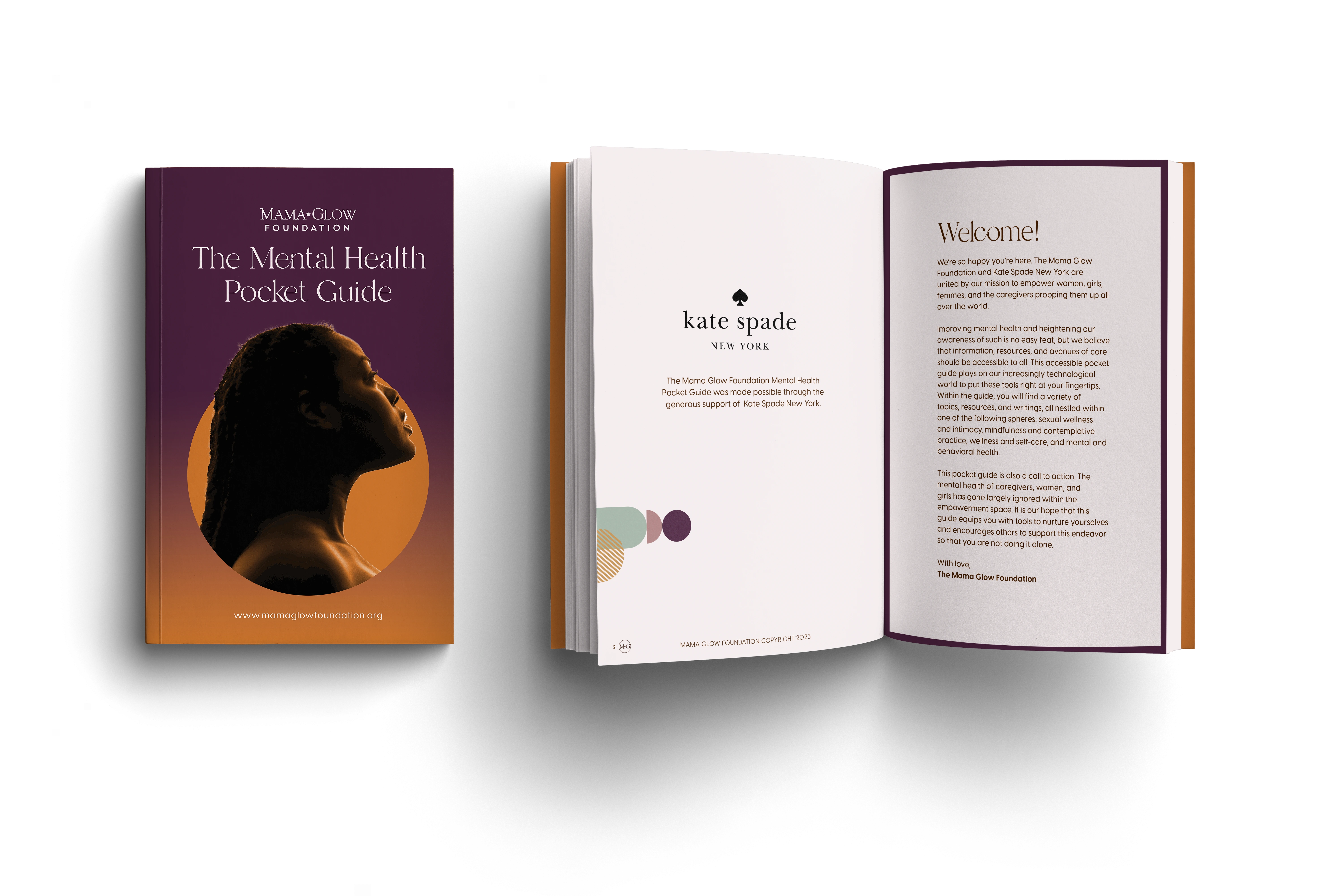 The Mama Glow Foundation "Mental Health Pocket Guide" cover and introduction.