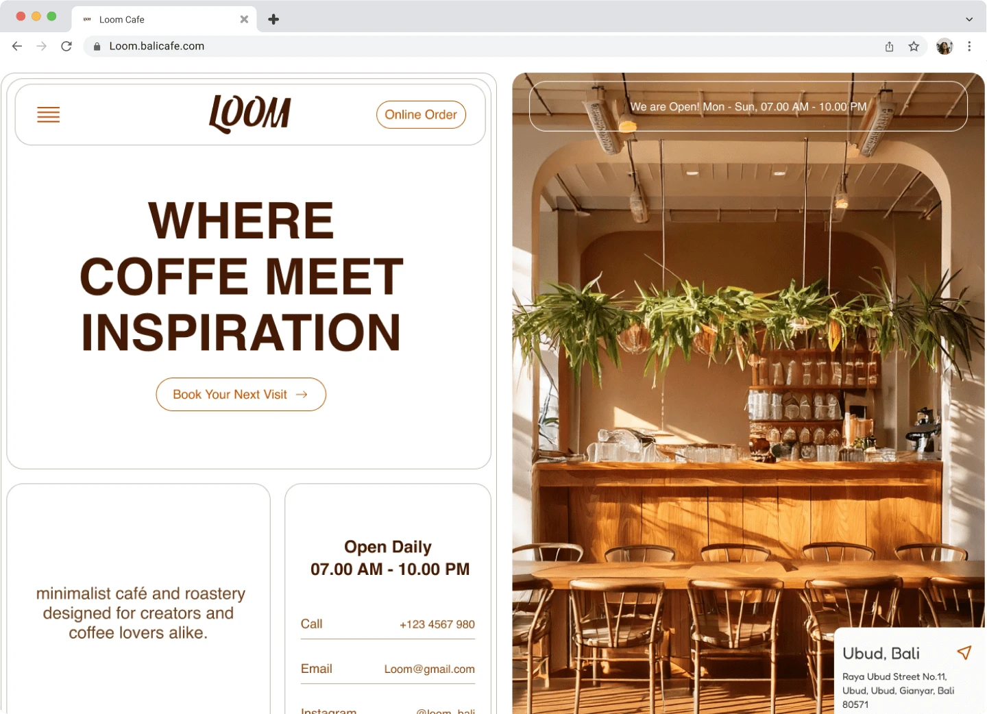 cafe or coffeshop website design