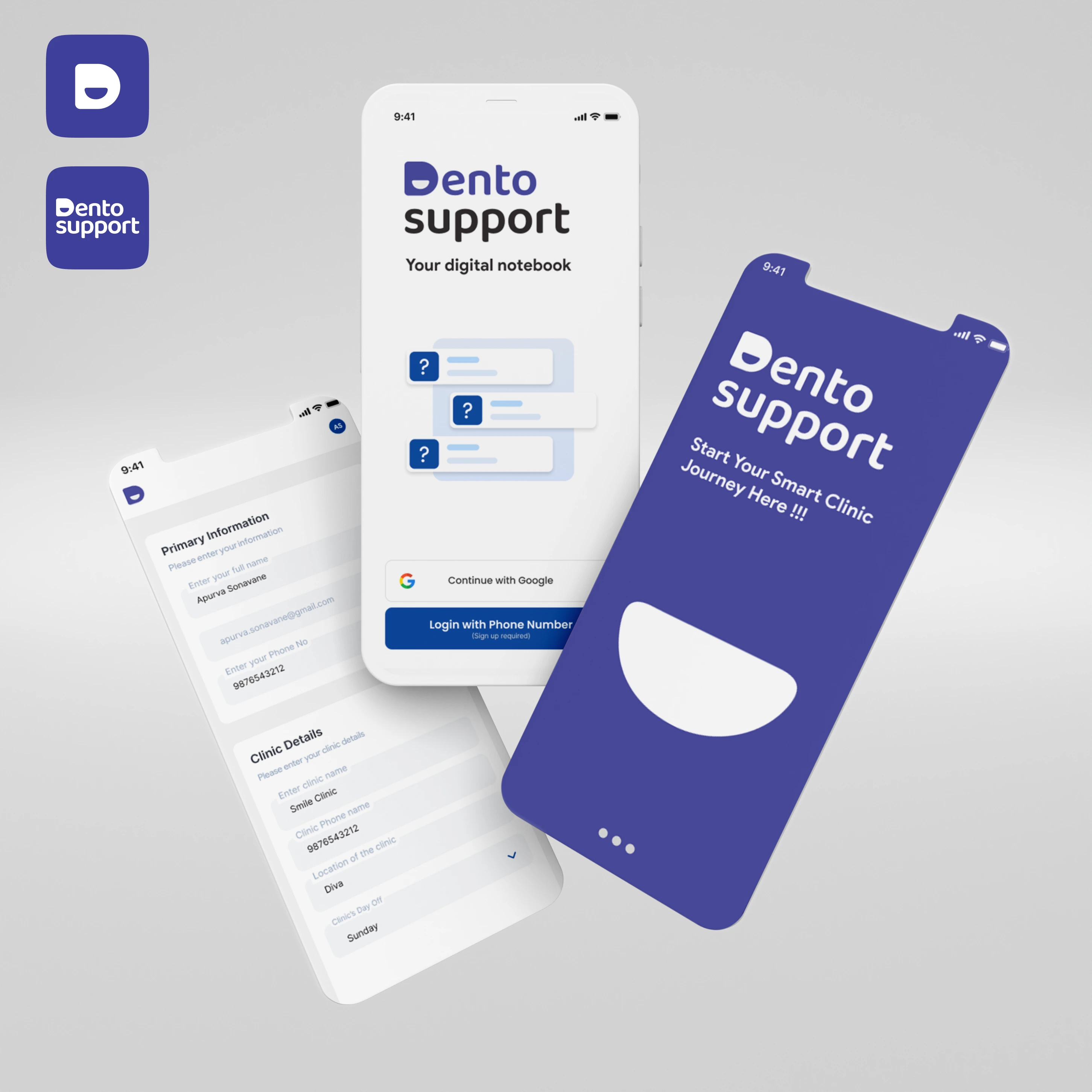 Dento Support - Mobile Screens