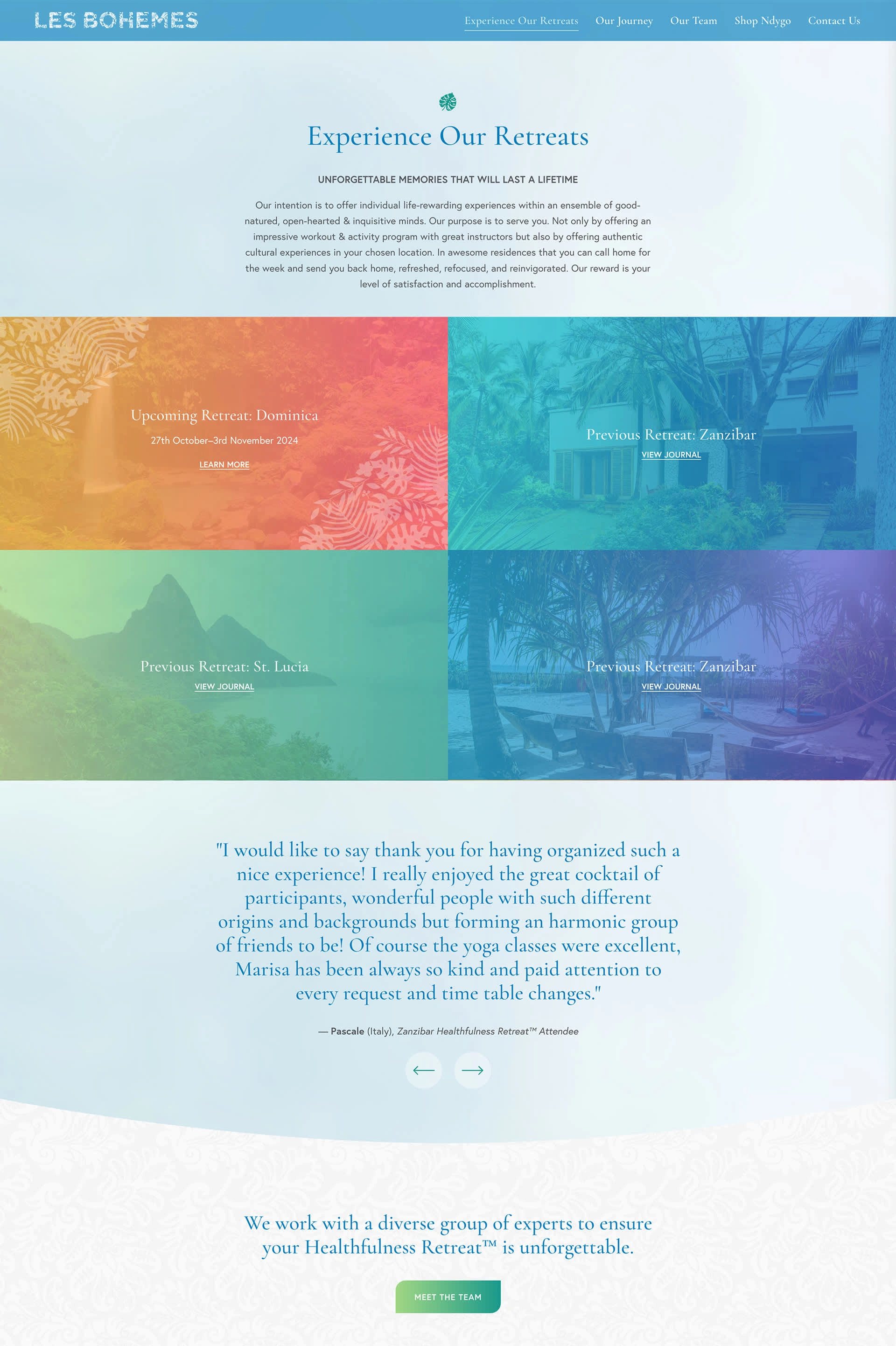 Les Bohèmes SquareSpace Website: Healthfulness Retreat Interior Overview Page