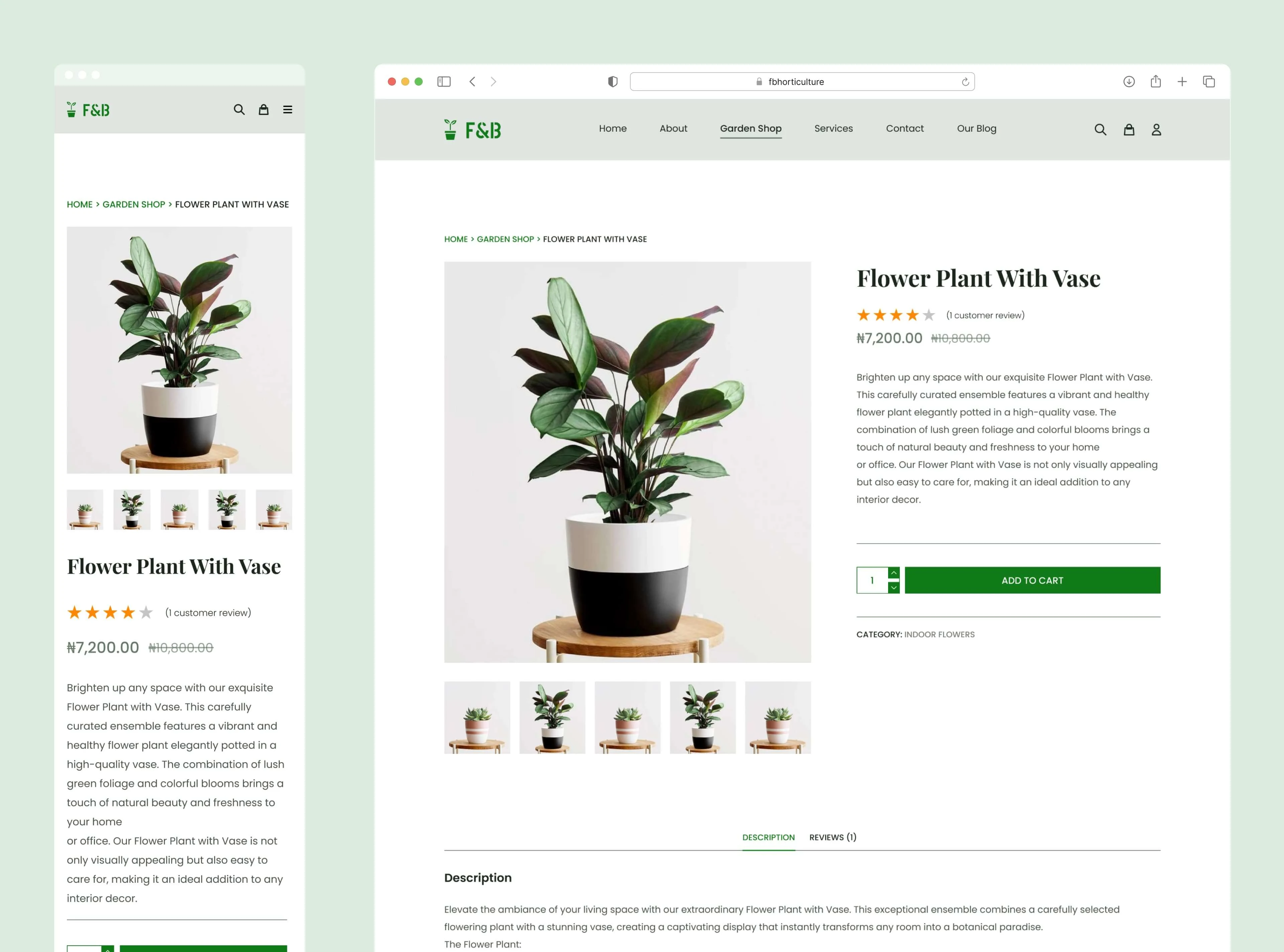 Mobile - Desktop Product Page Display of FB Horticulture