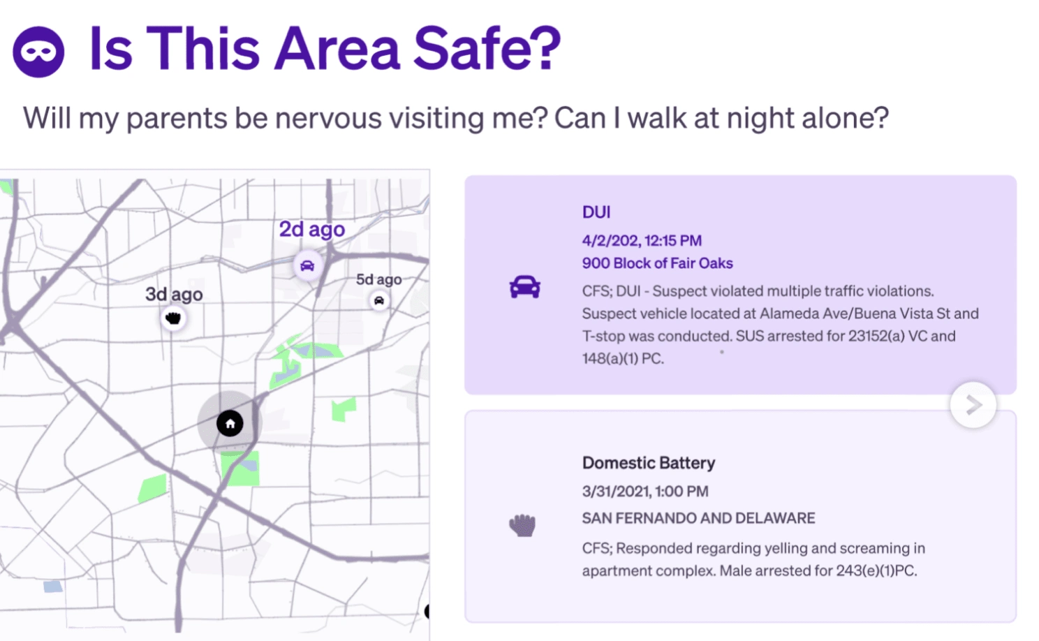 Crime maps near the home.