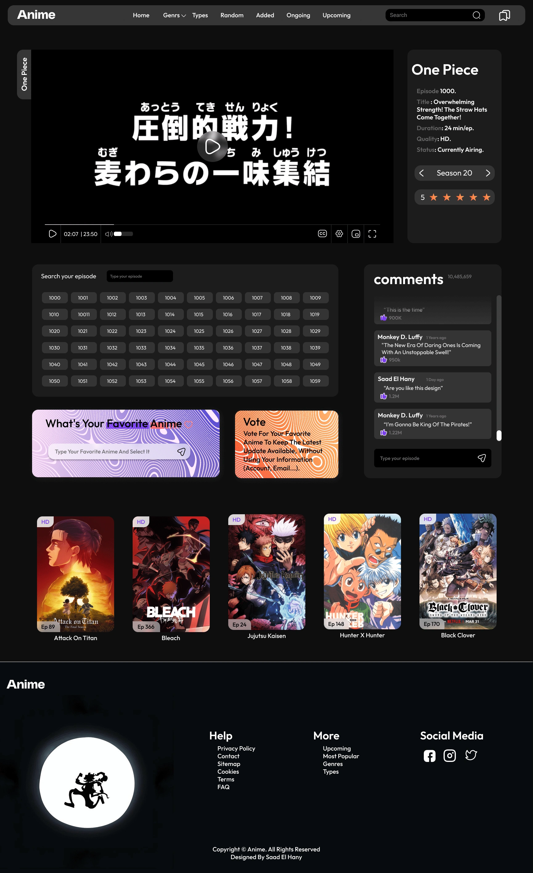 Streaming page