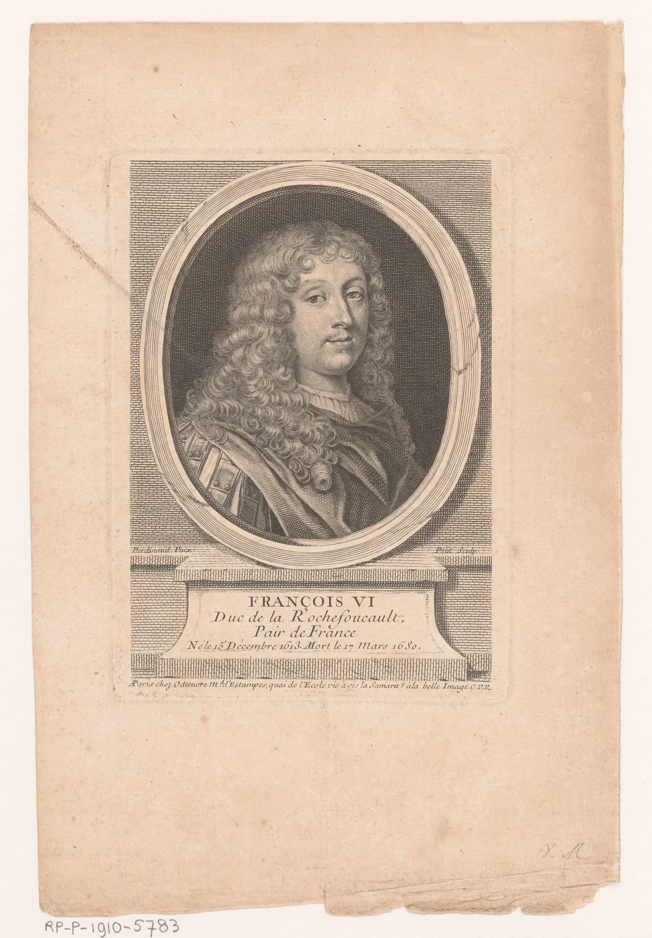 Printed book illustration of François de la Rochefoucauld pubished 1755-1760 in Paris by Gille Edme Petit, via Wikimedia Commons.