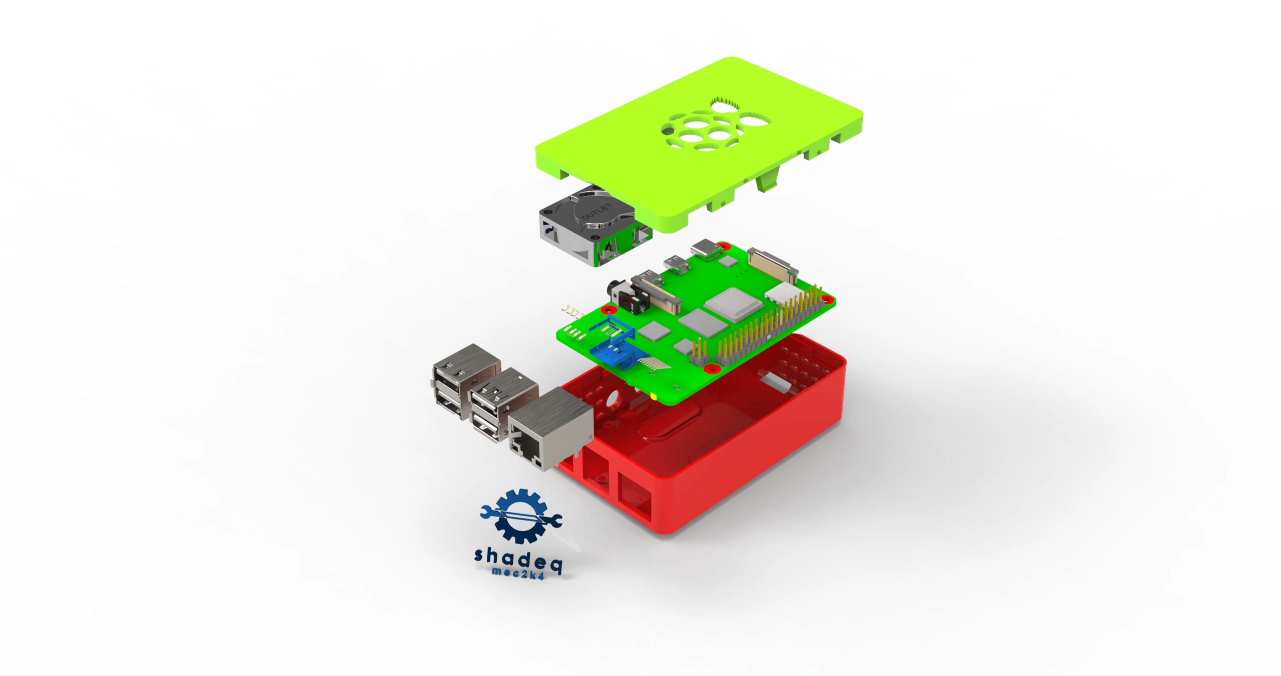 Raspberry- Pi Enclosure Design (ExplodedView)