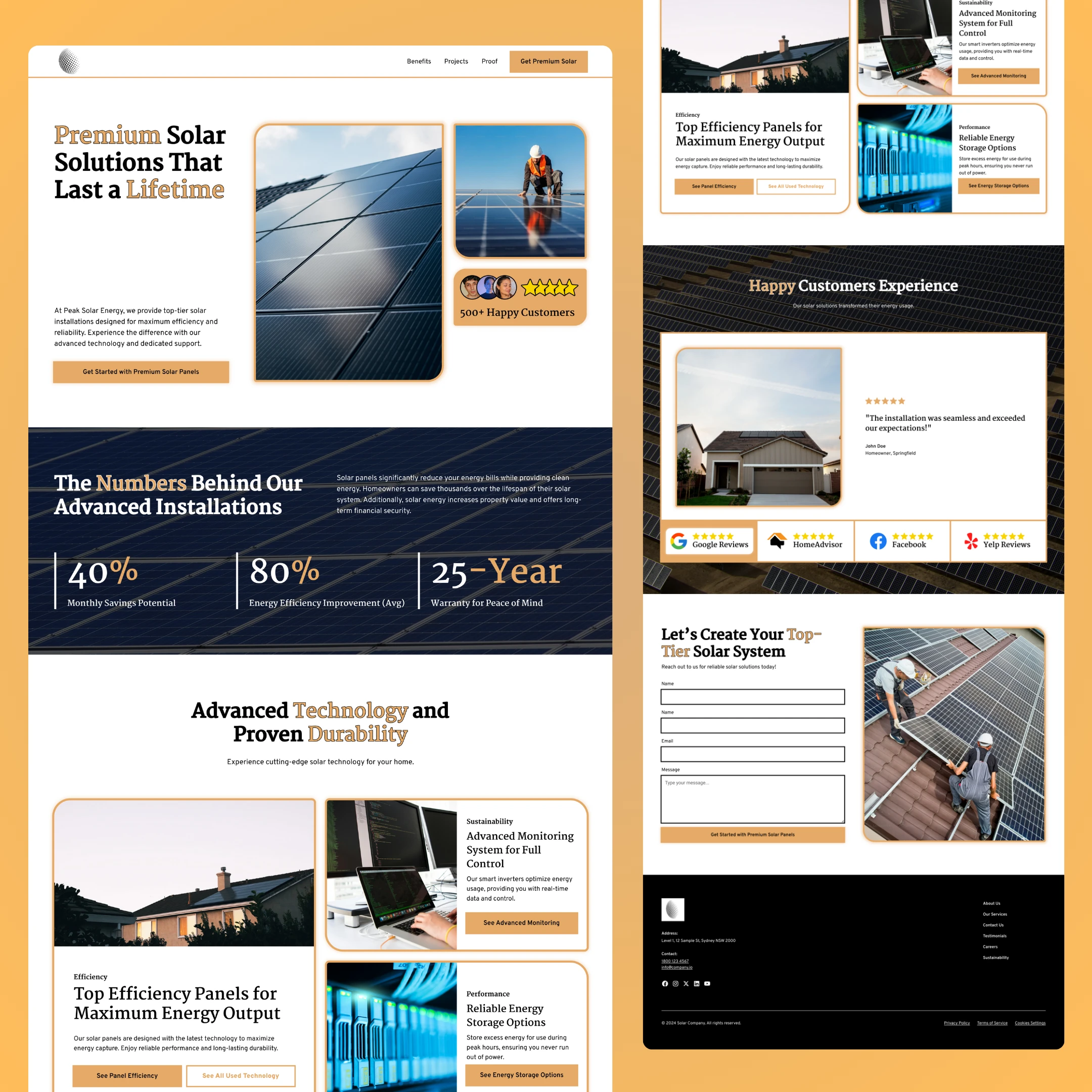 Solar Company Website Design - Layout for Peak Solar Energy