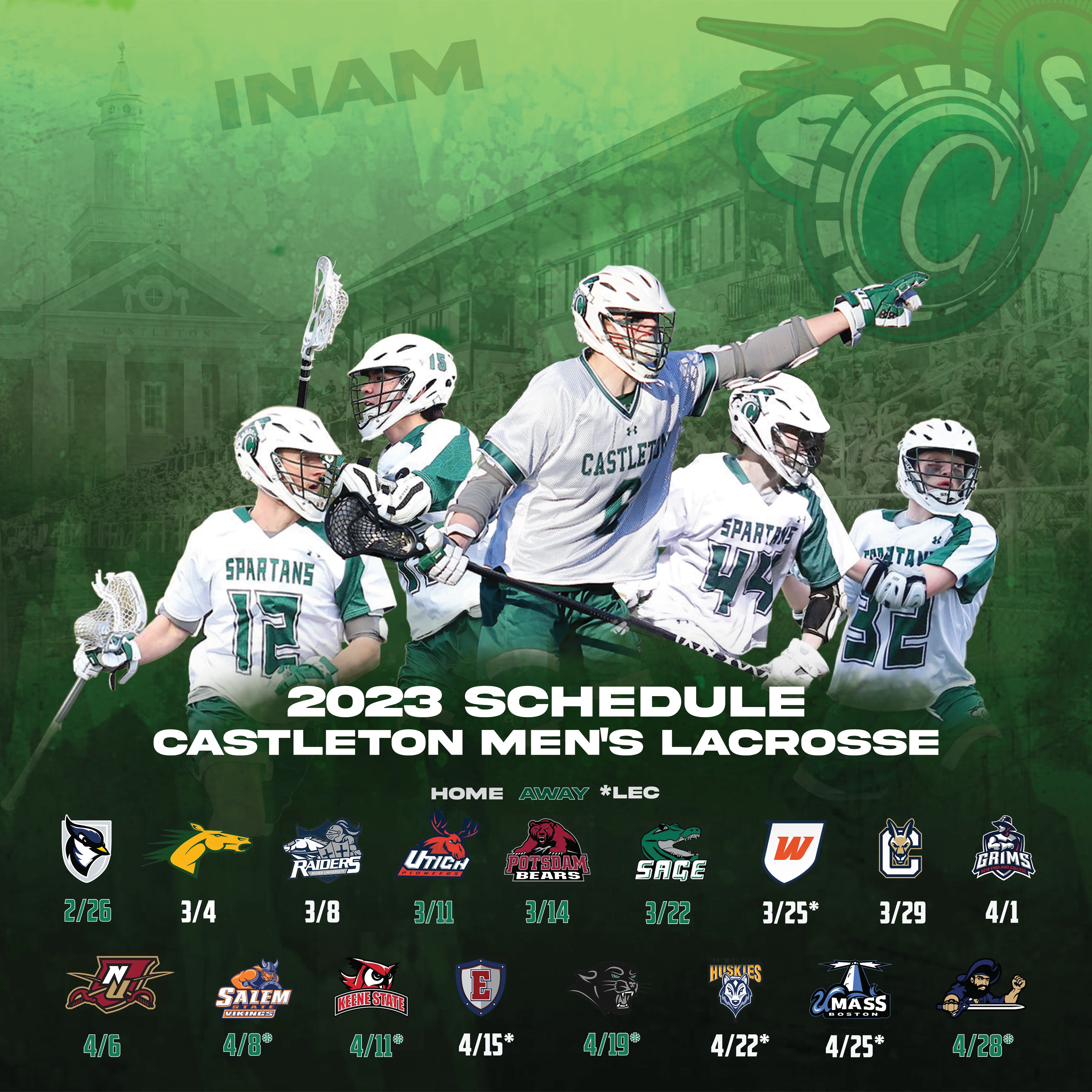 In 2023, I had the opportunity to make a graphic for the Castleton Men's Lacrosse schedule. A fun project that was used to promote the team's schedule across Instagram and Twitter. This post is one of the most liked posts on the Castleton Men's Lacrosse Instagram page