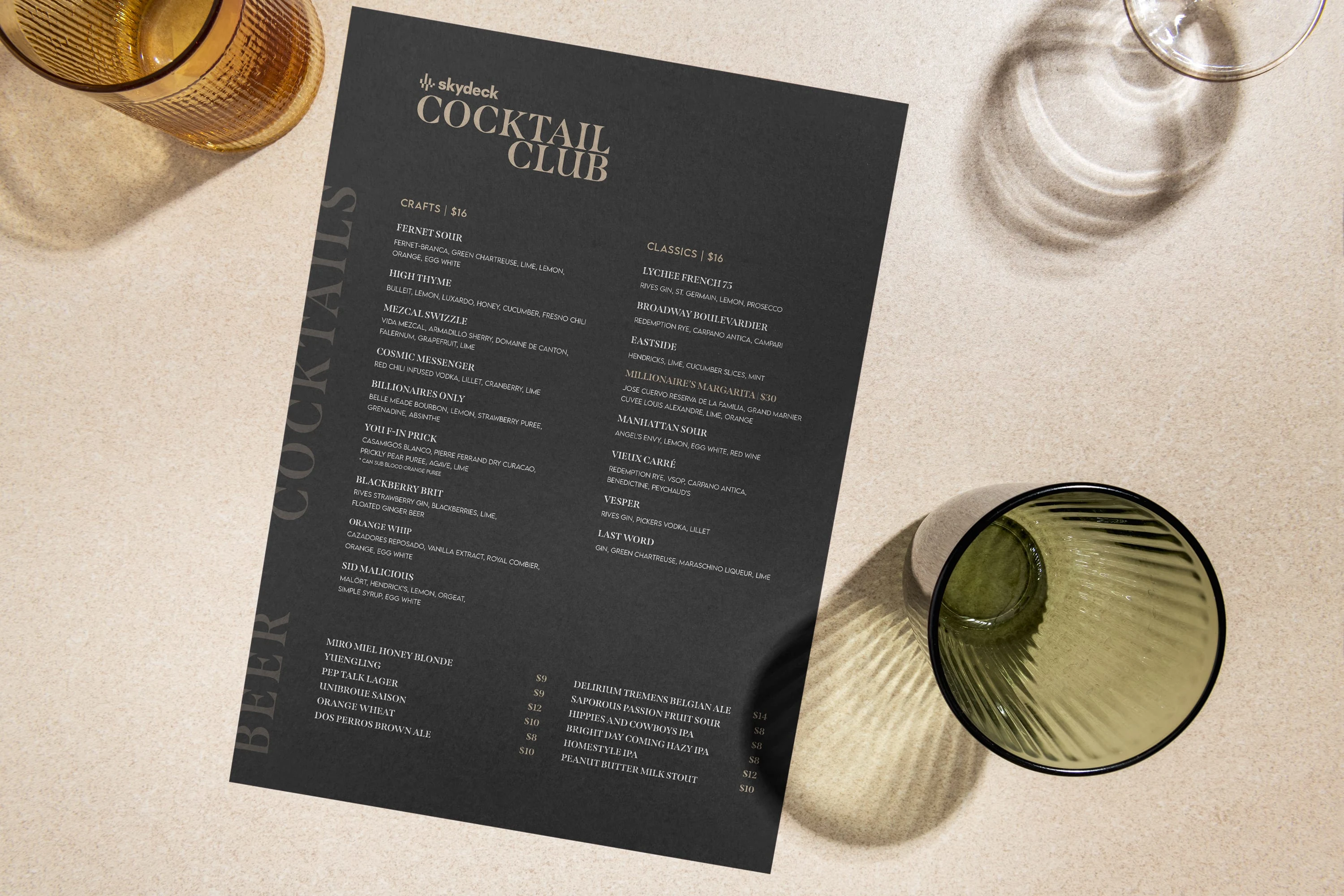 Menu Design for a Speakeasy Cocktail Club