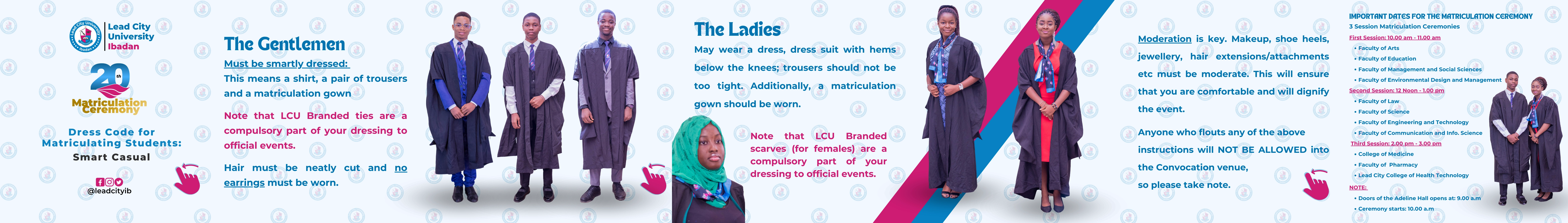 Seamless carousel to educate the students on the dress code for their matriculation ceremony