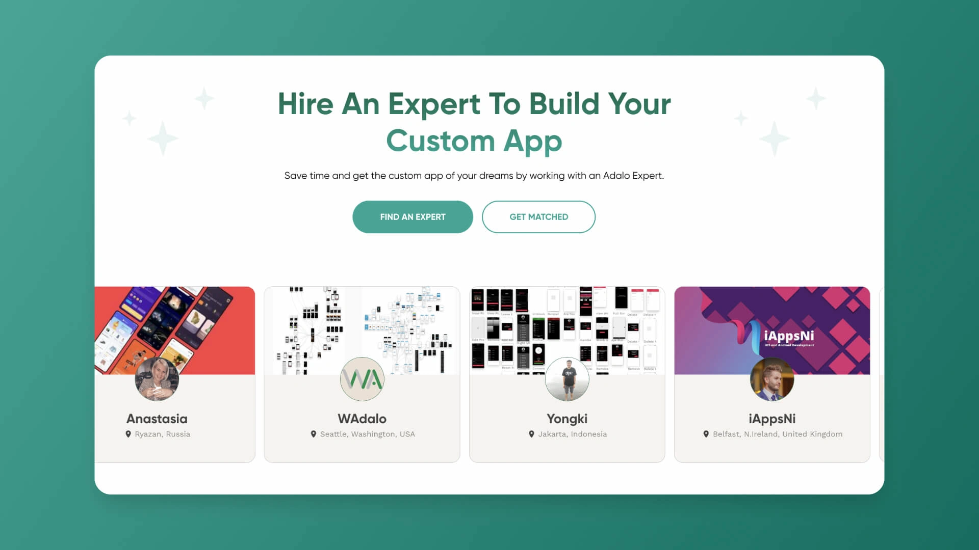 Hire an Expert page hero with infinite carousel