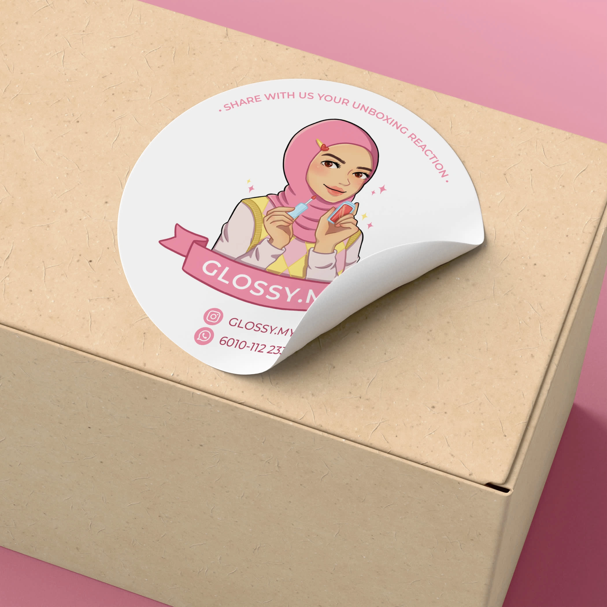 Illustration printed on a sticker for packaging