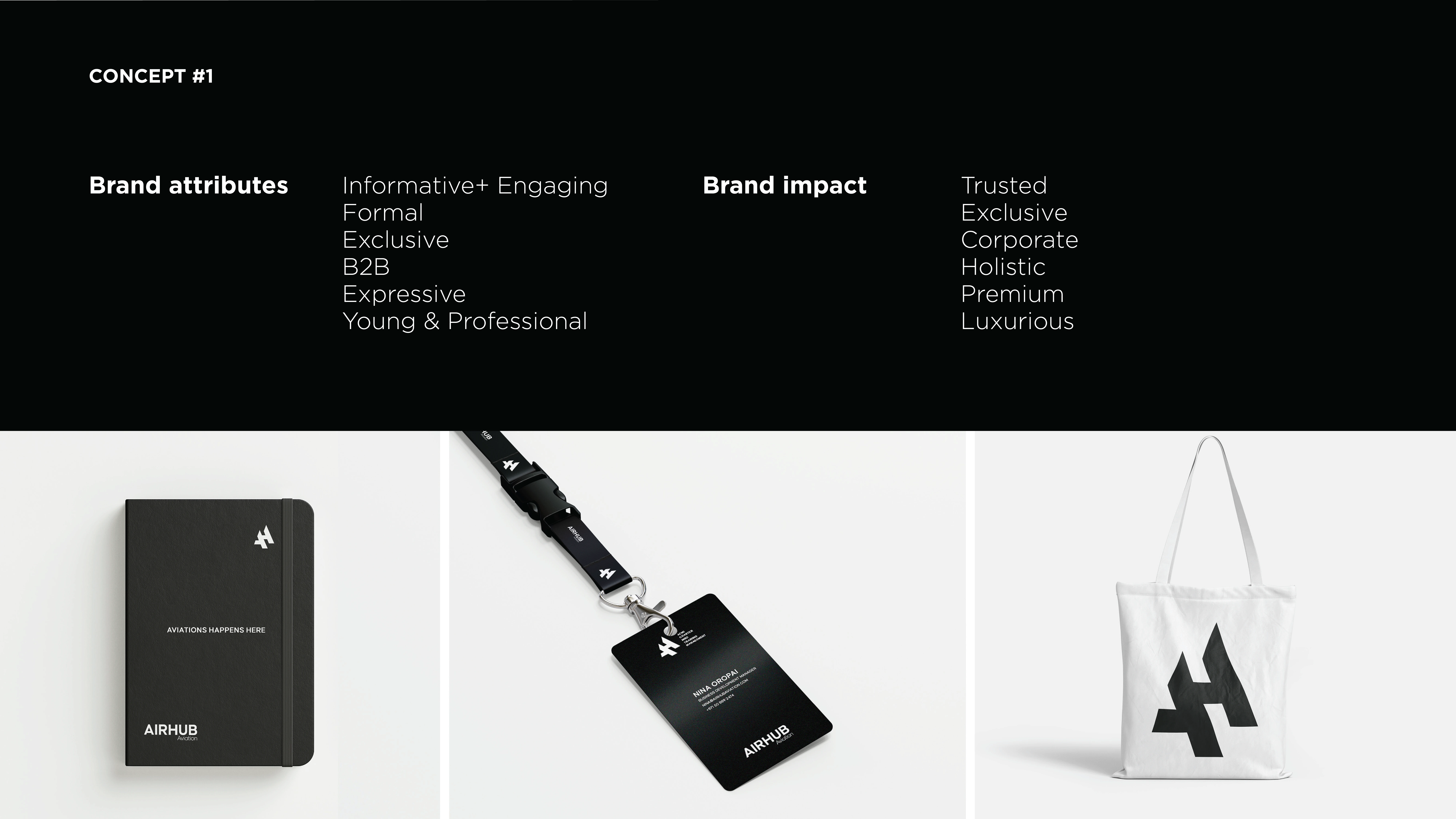 Overview of the Brand look & feel with daily applications to imagine the brand