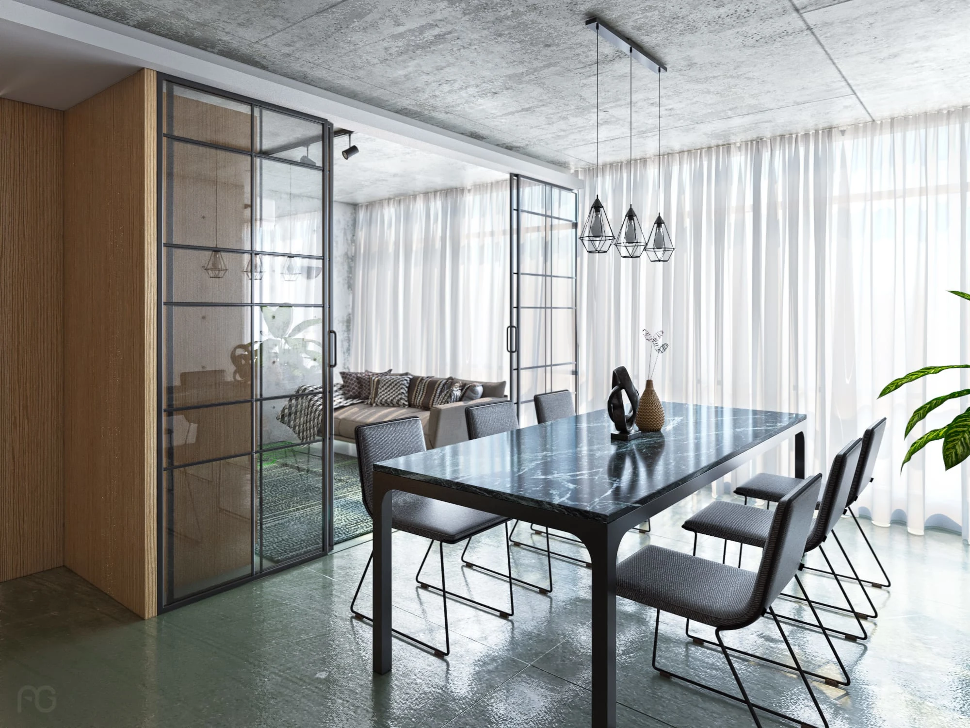 View of Dining Area Overlooking the TV Lounge