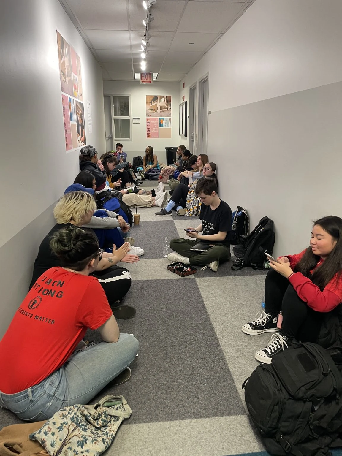 Students gather for a sit-in protest inside of 600 S. Michigan on Thursday, Nov. 16, 2023. Photo by Maya Liquigan.