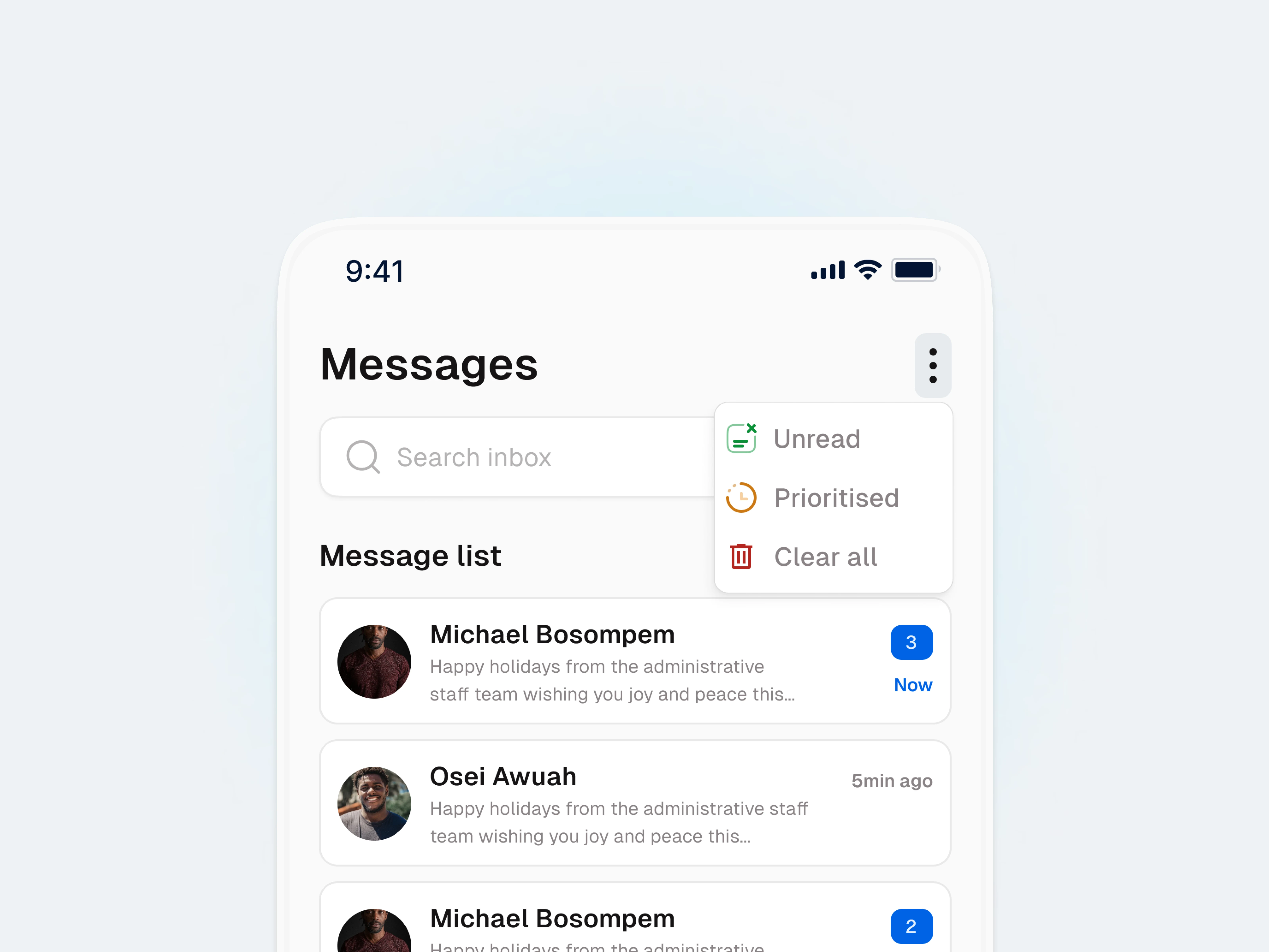 Quick actions on messages