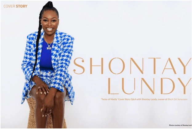 Cover story opening spread with entrepreneur Shontay Lundy   