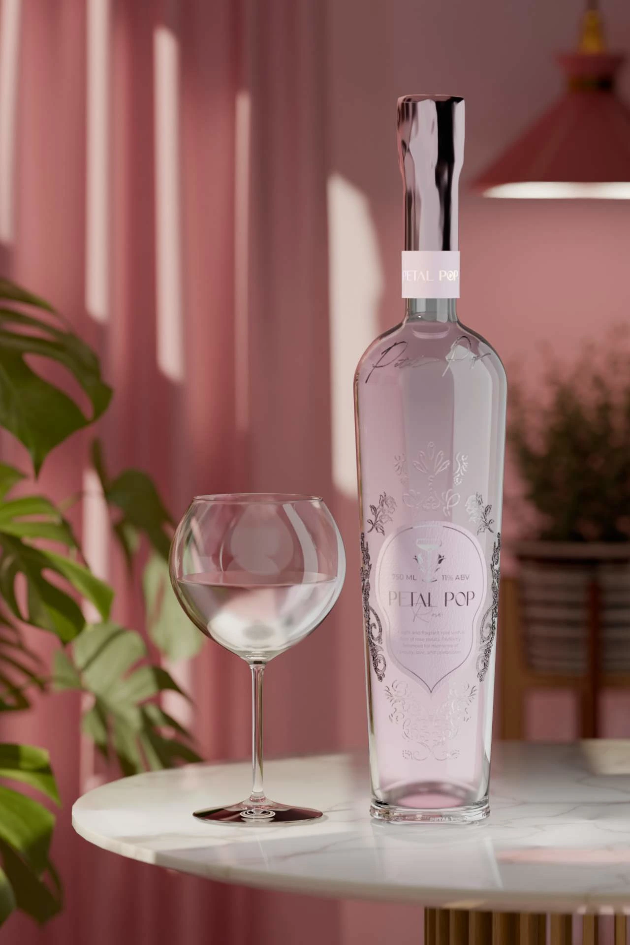 Rosé 3D Bottle Rendering