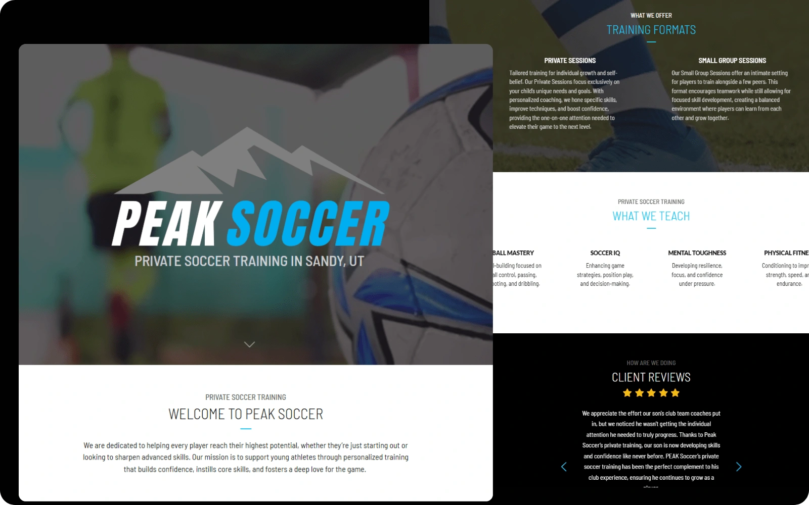 Peak Soccer - Lead Generating Landing Page