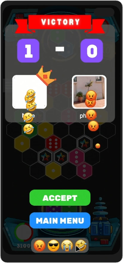 Victory - Taunt your opponents with emojis or accept a rematch