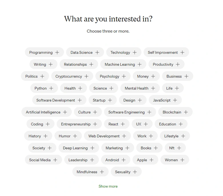 Select your interests