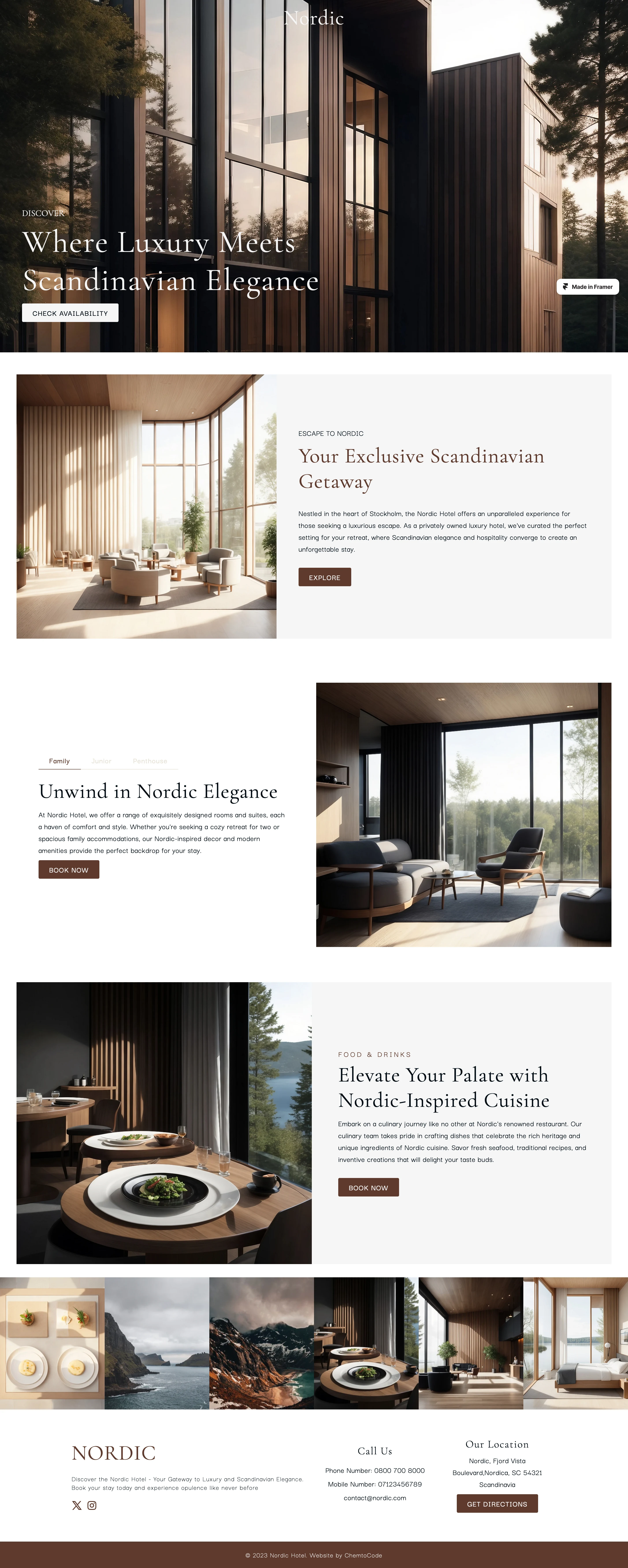 An image showing the entire website for the Nordic Hotel Template