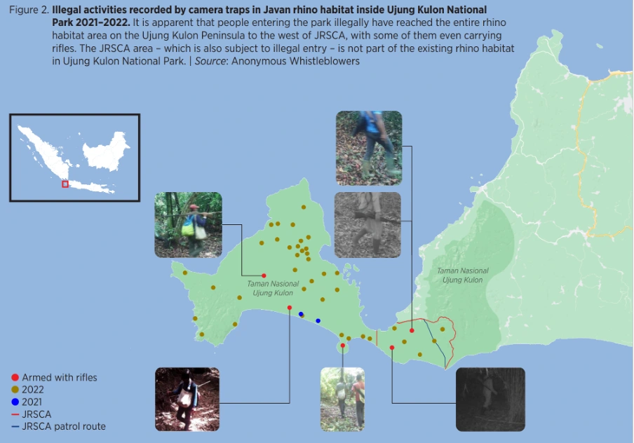 Map showing illegal activities caught on camera trap. Image: supplied