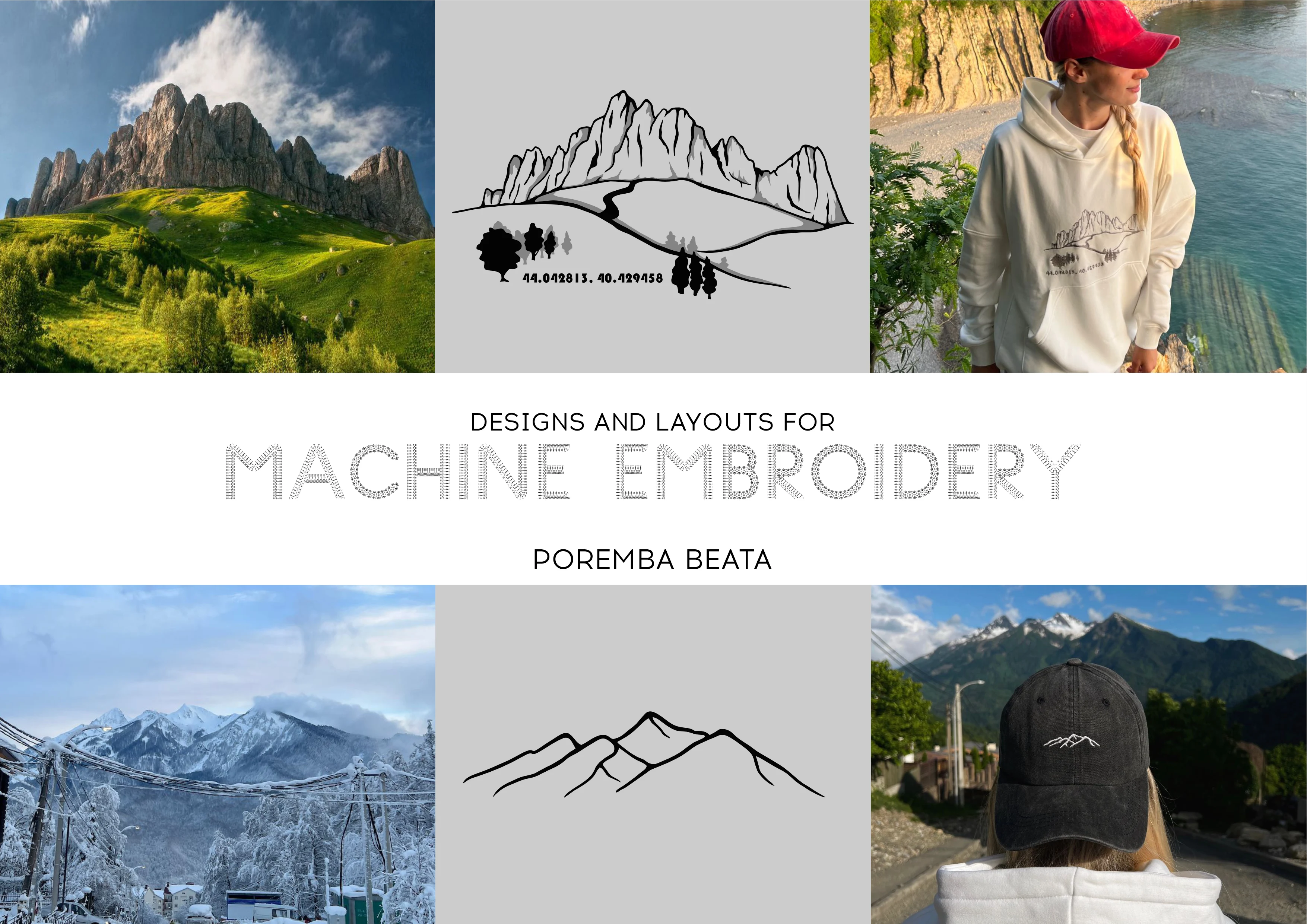 Machine embroidery designs and layouts