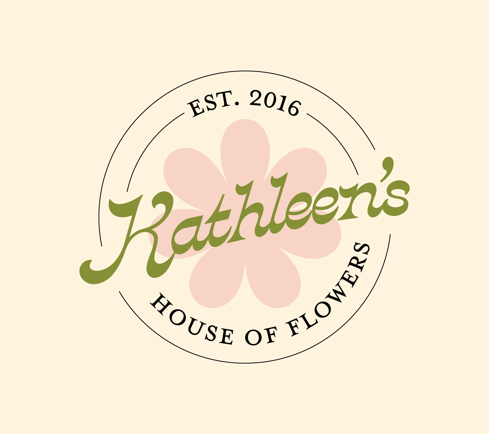 The custom logo for Kathleen’s House of Flowers, designed to capture the elegance and warmth of her floral business with a sophisticated yet approachable feel.