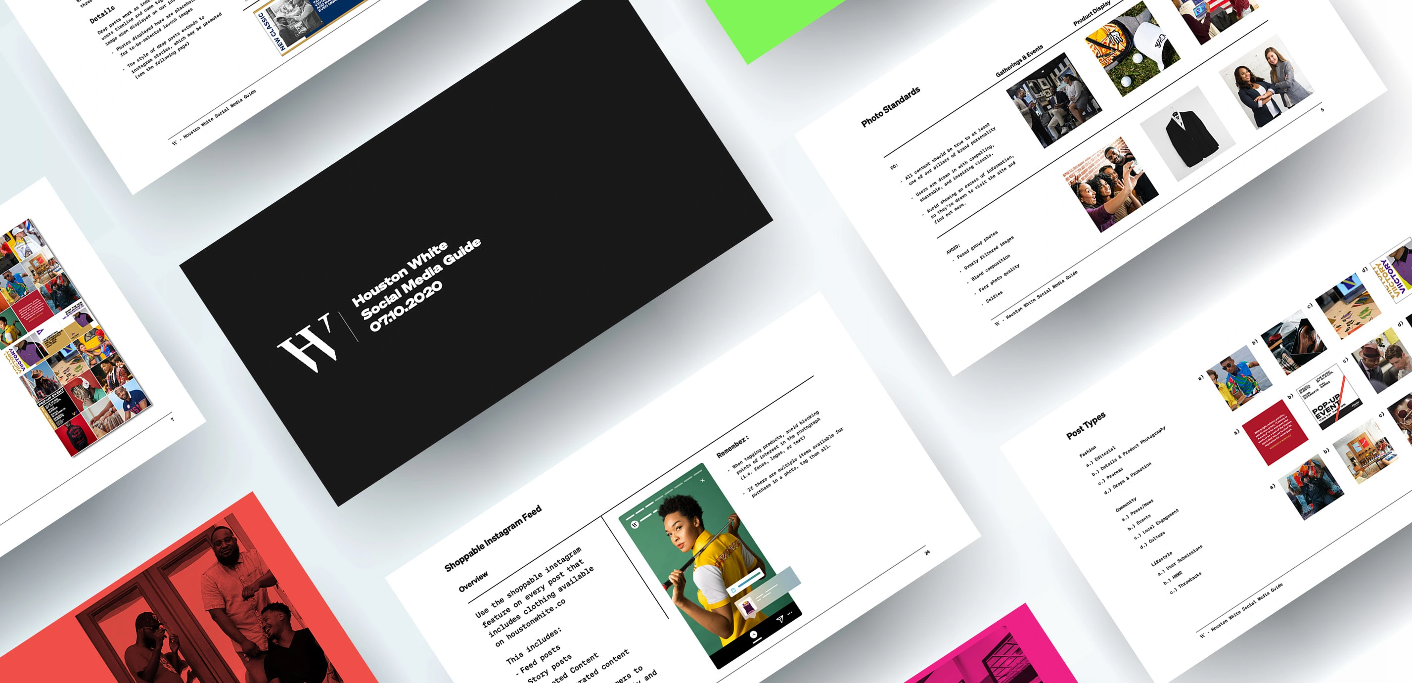 The complete presentation deck delivered to the brand featured 25 pages of guidance on different facets of social media presence including UGC, graphics, photography, and do's and dont's.